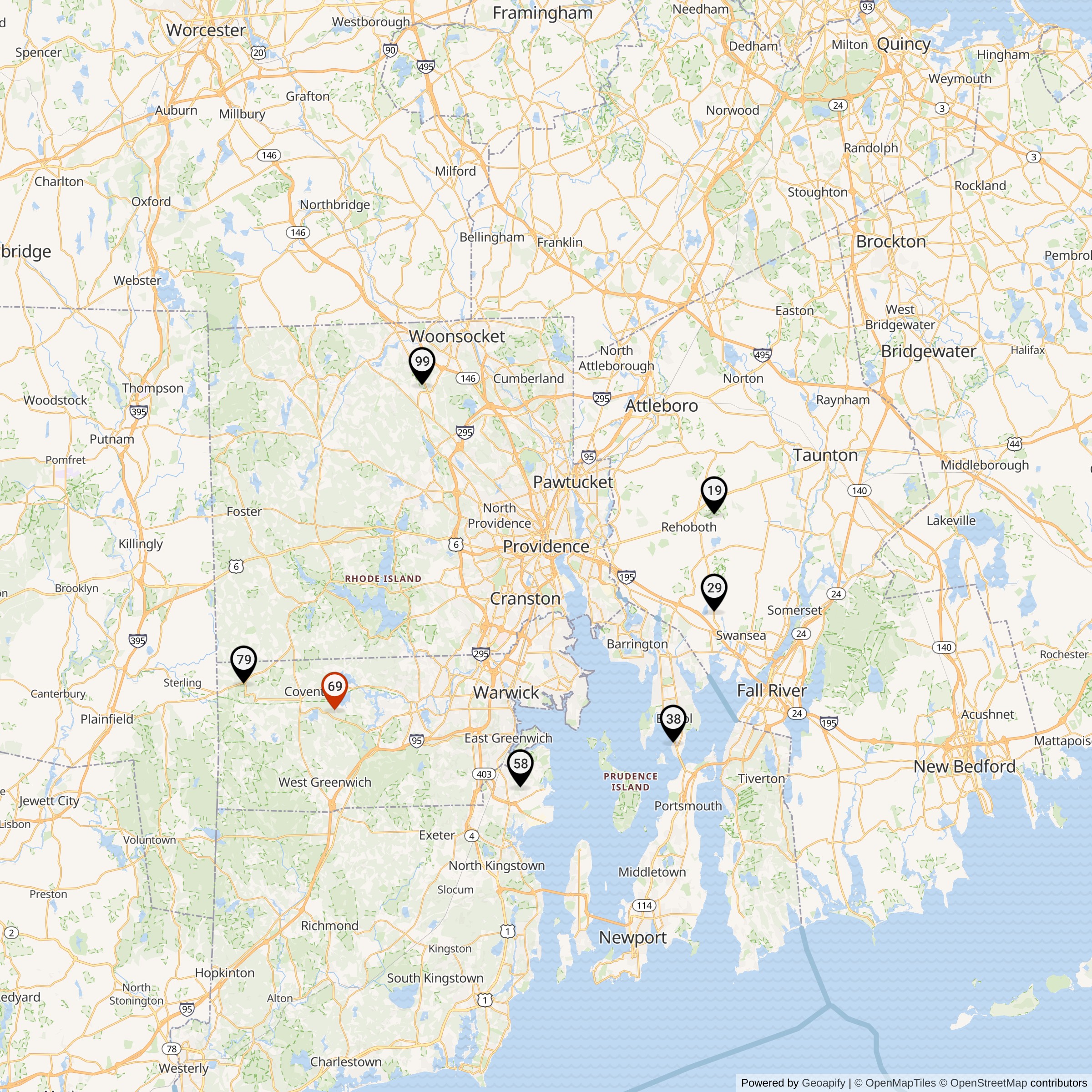 Map Showing Providence Defense Area Nike IFC Locations