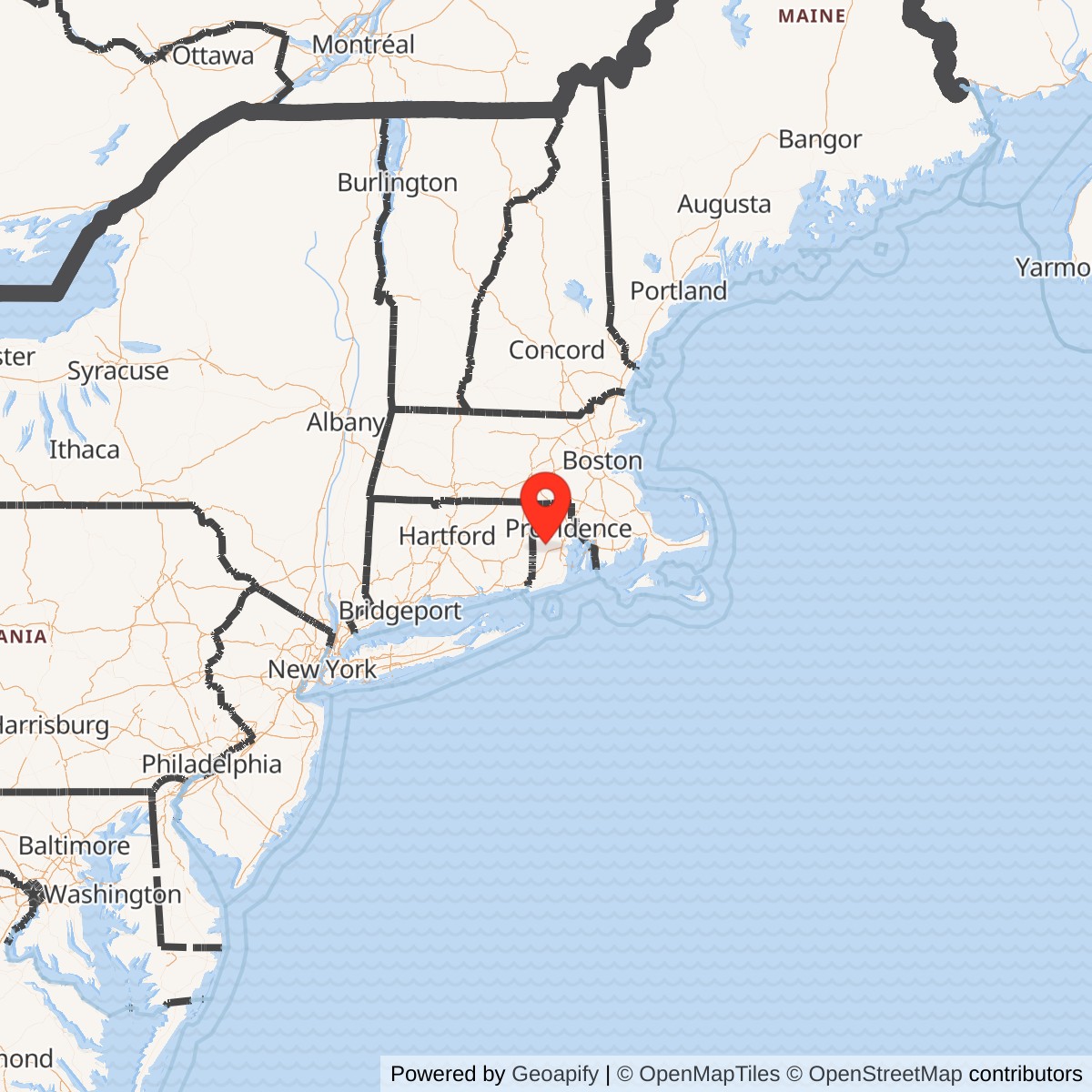 Map showing location of Nike Site PR-69L, Rhode Island
