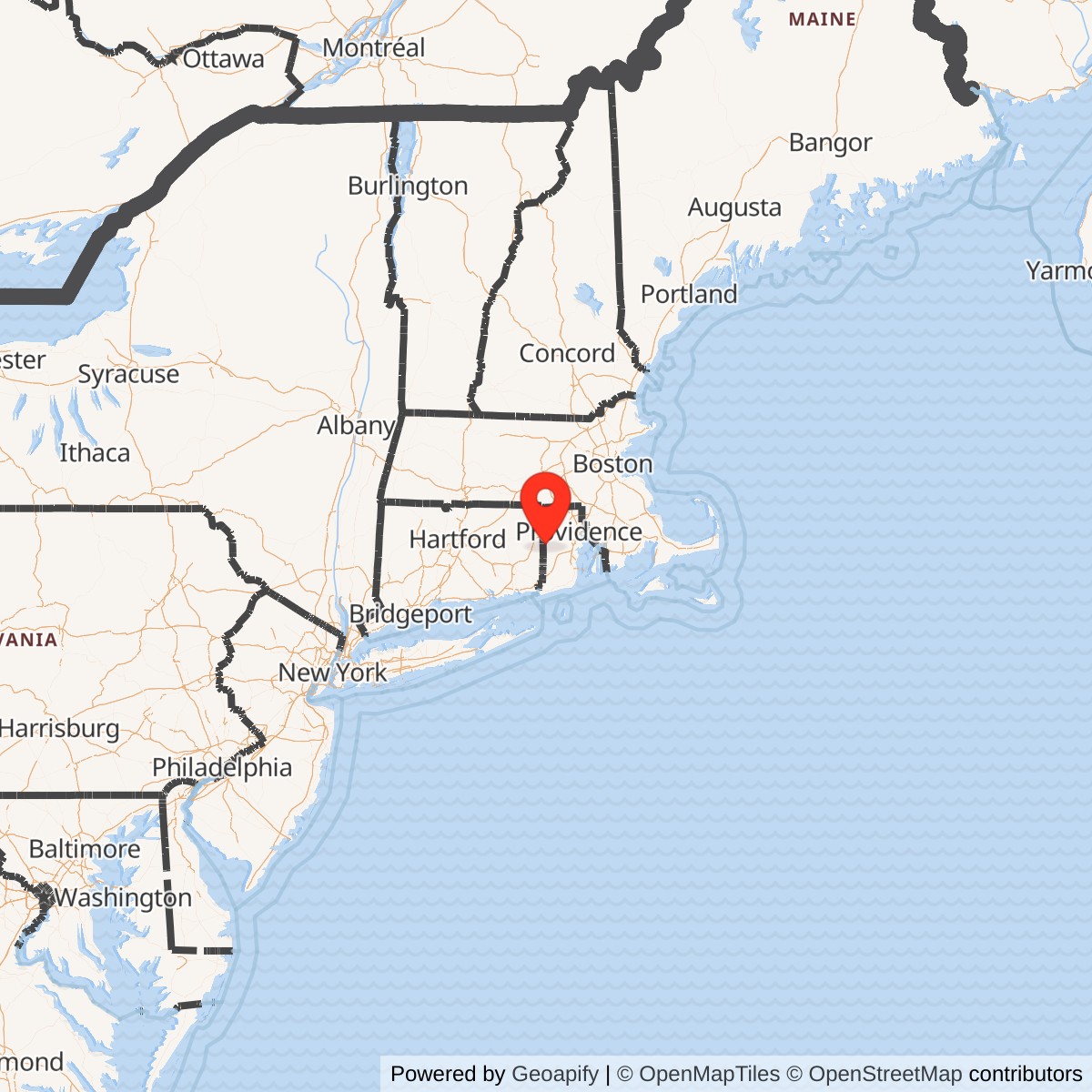 Map showing location of Nike Site PR-79C, Rhode Island