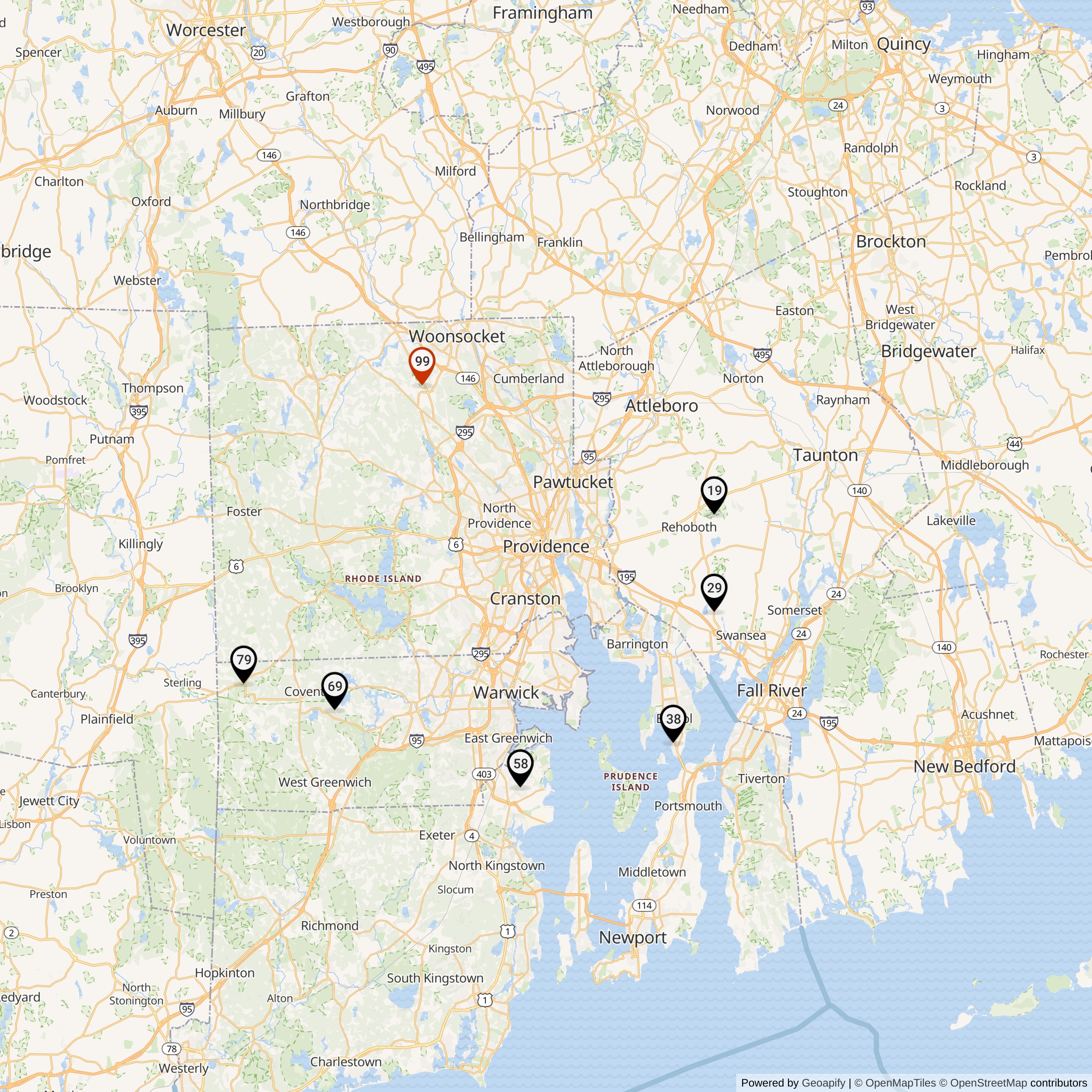 Map Showing Providence Defense Area Nike IFC Locations