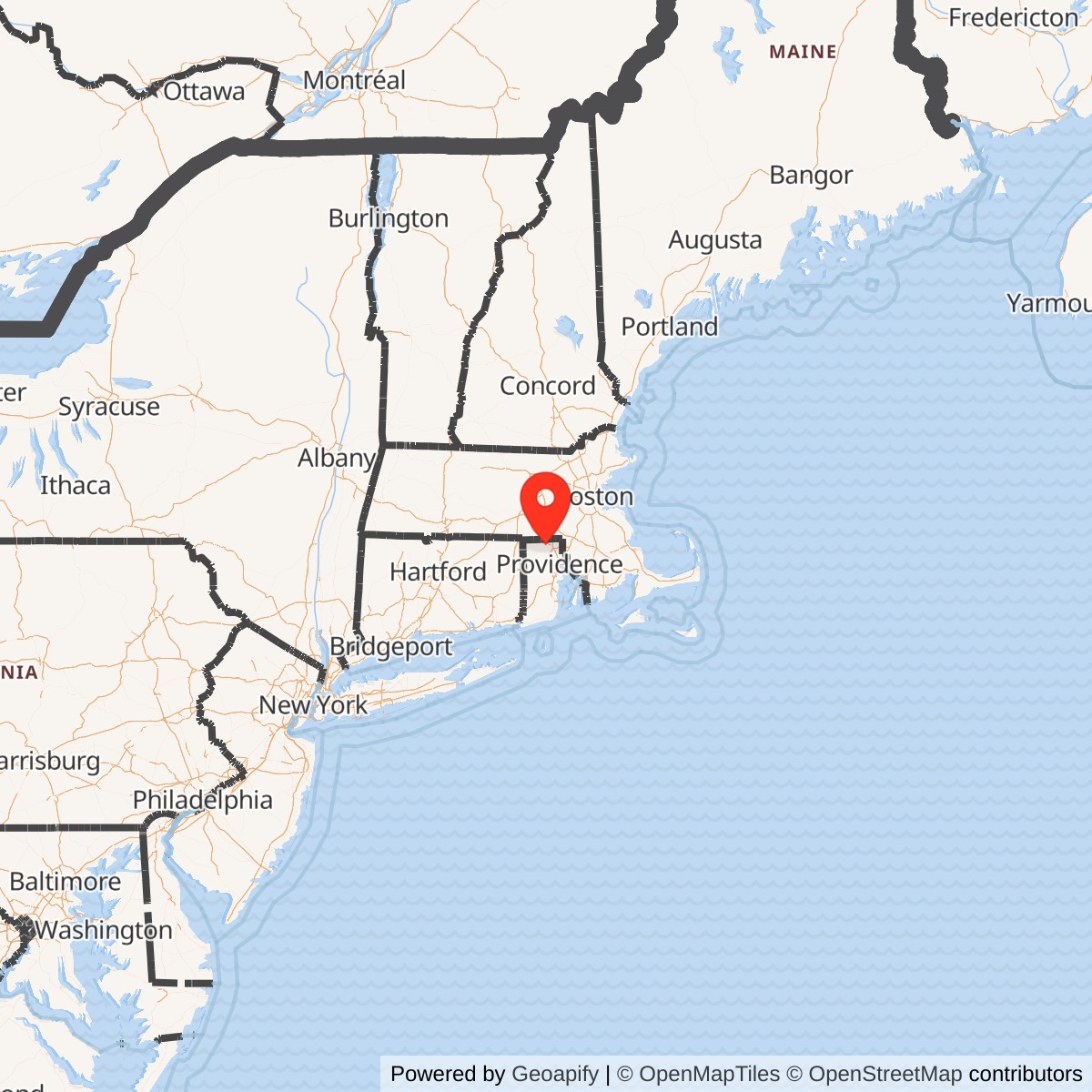 Map showing location of Nike Site PR-99C, Rhode Island