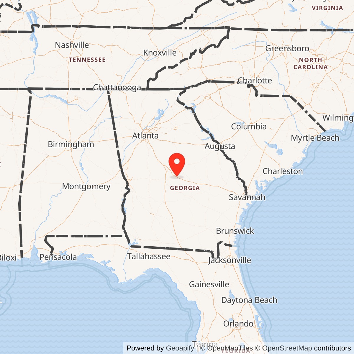 Map showing location of Nike Site R-28C, Georgia