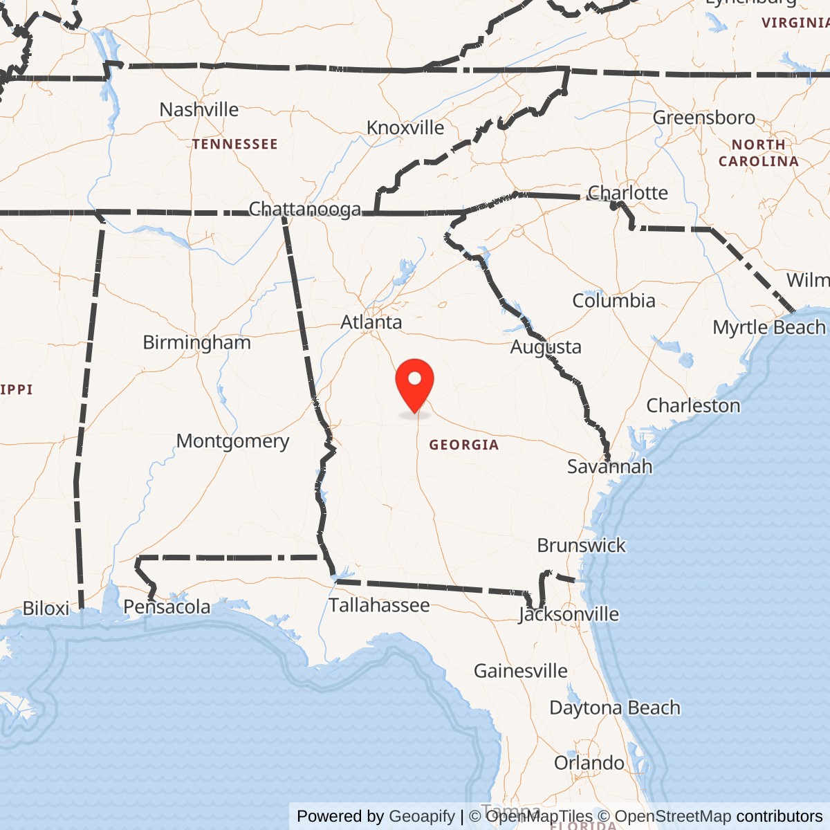 Map showing location of Nike Site R-88L, Georgia
