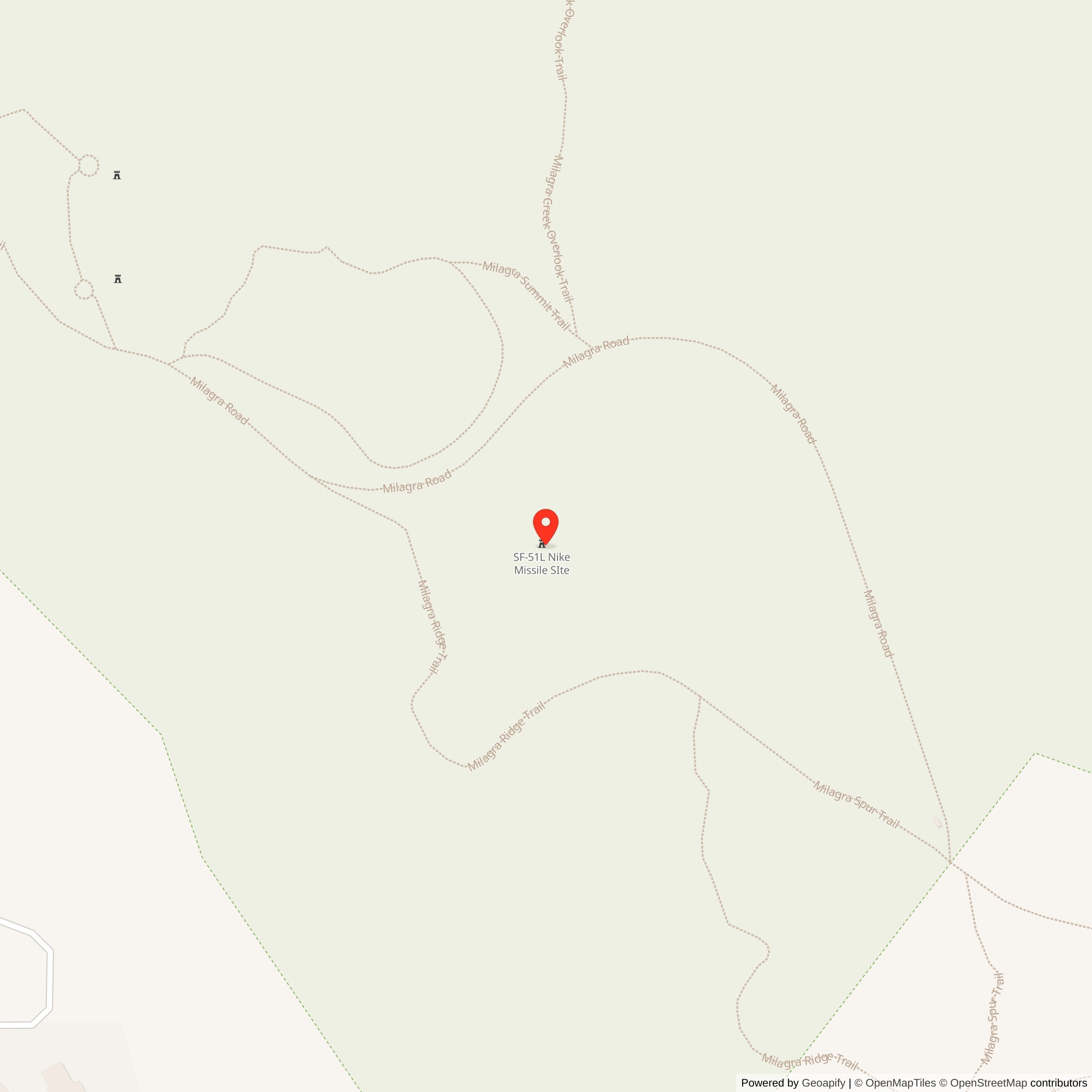 Street Level Map showing location of Nike Site SF-51 Launch Area, California