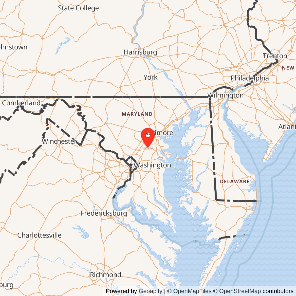 Map showing location of Nike Site W-13C, Maryland