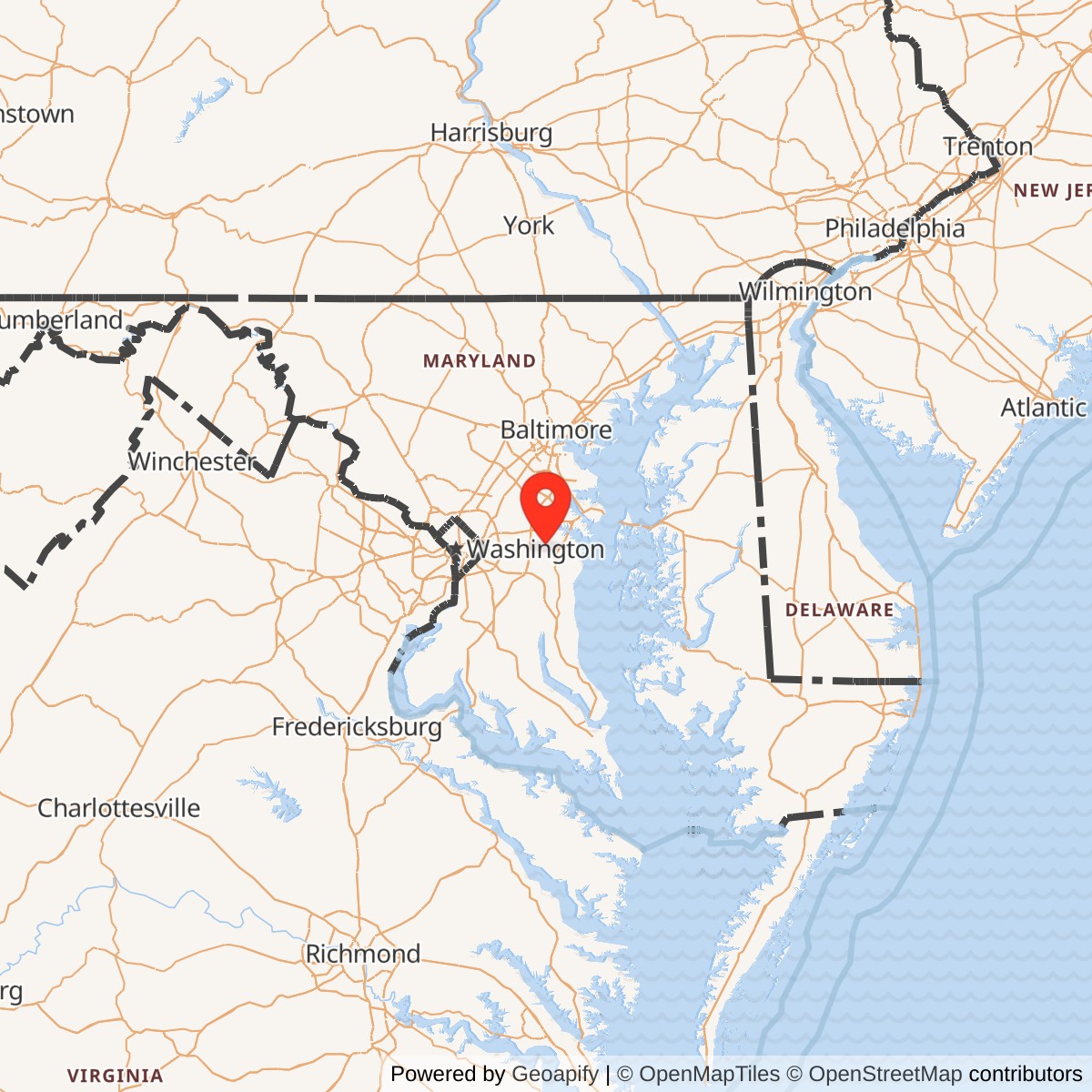 Map showing location of Nike Site W-25C, Maryland