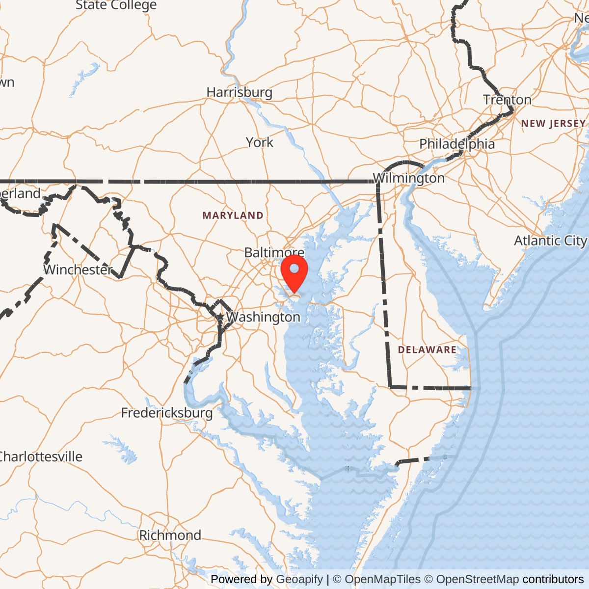Map showing location of Nike Site W-26C, Maryland