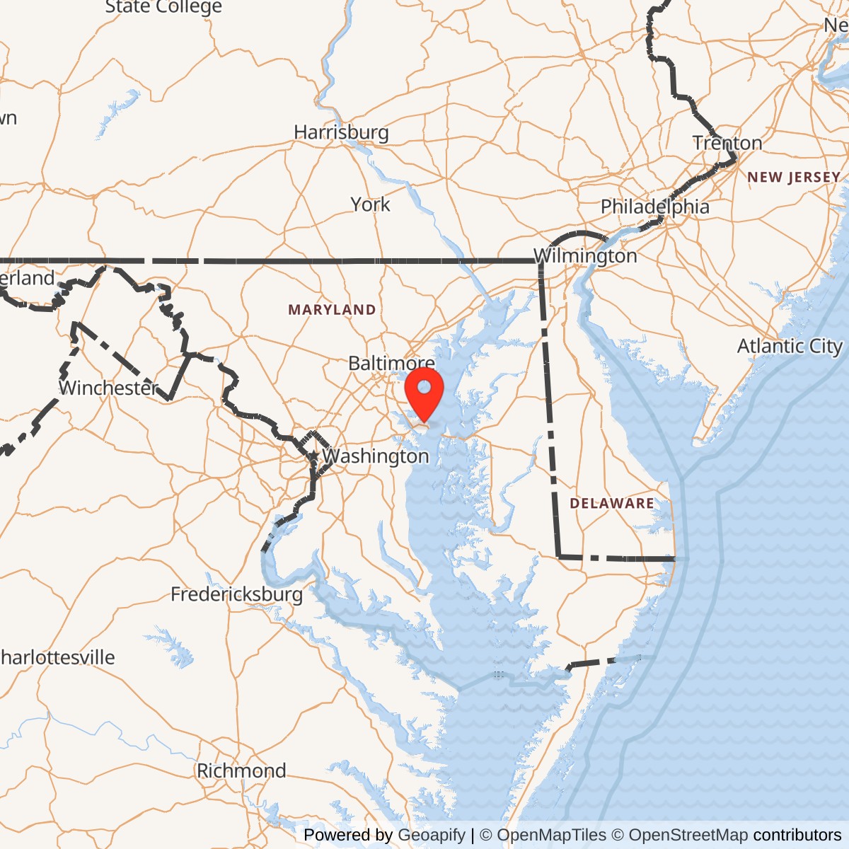 Map showing location of Nike Site W-26L, Maryland