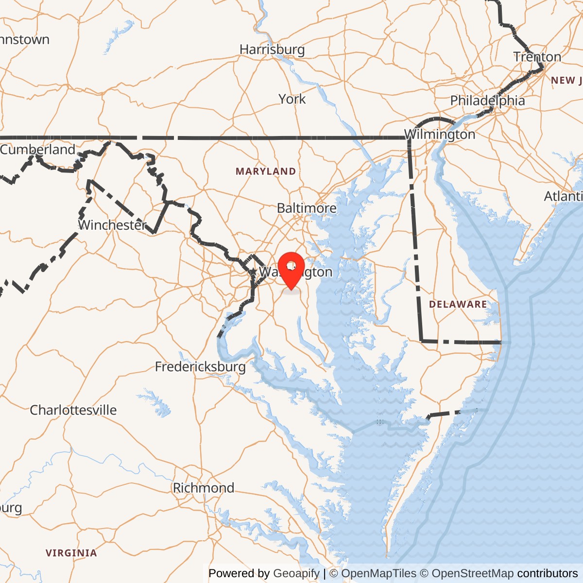 Map showing location of Nike Site W-35L, Maryland