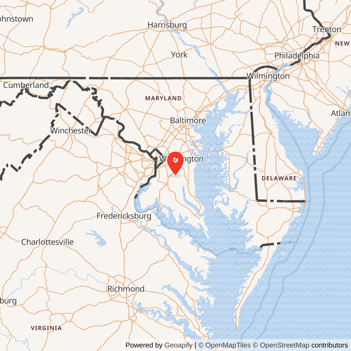 Map showing location of Nike Site W-36C, Maryland