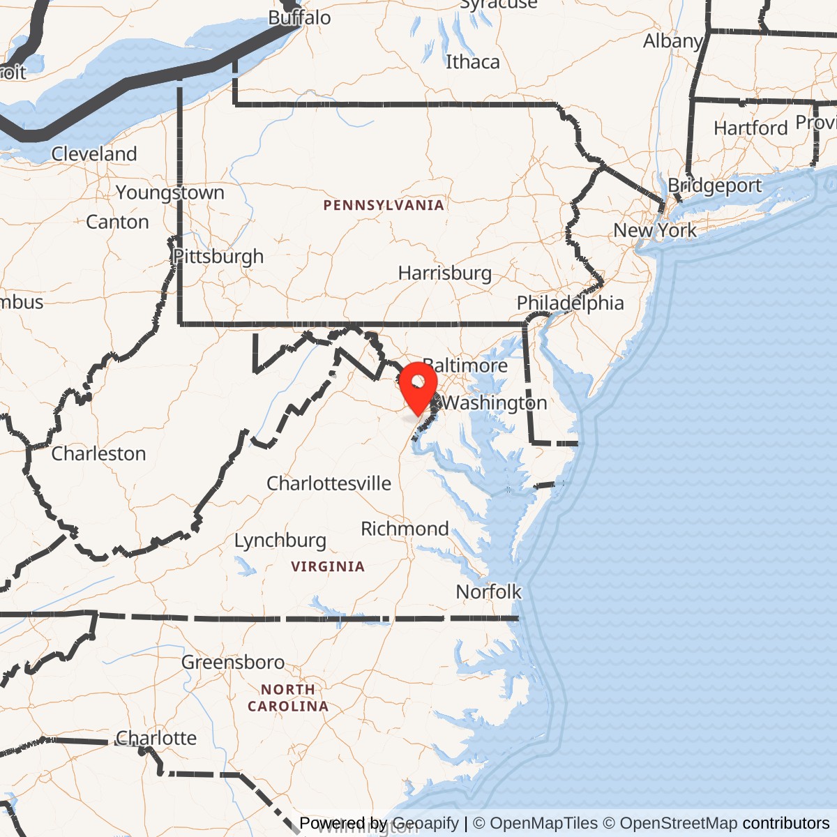 Map showing location of Nike Site W-64C #1, Virginia