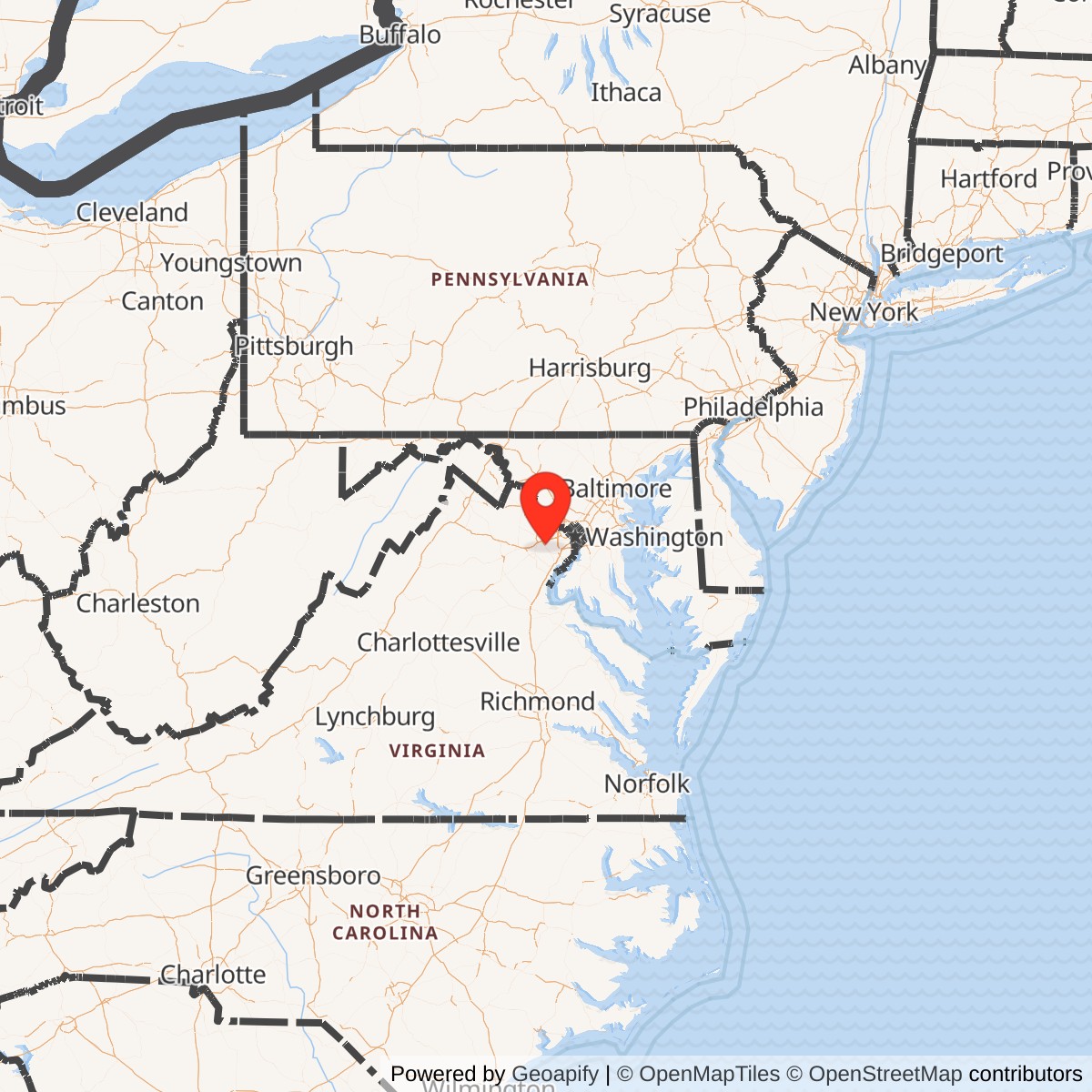 Map showing location of Nike Site W-74C, Virginia