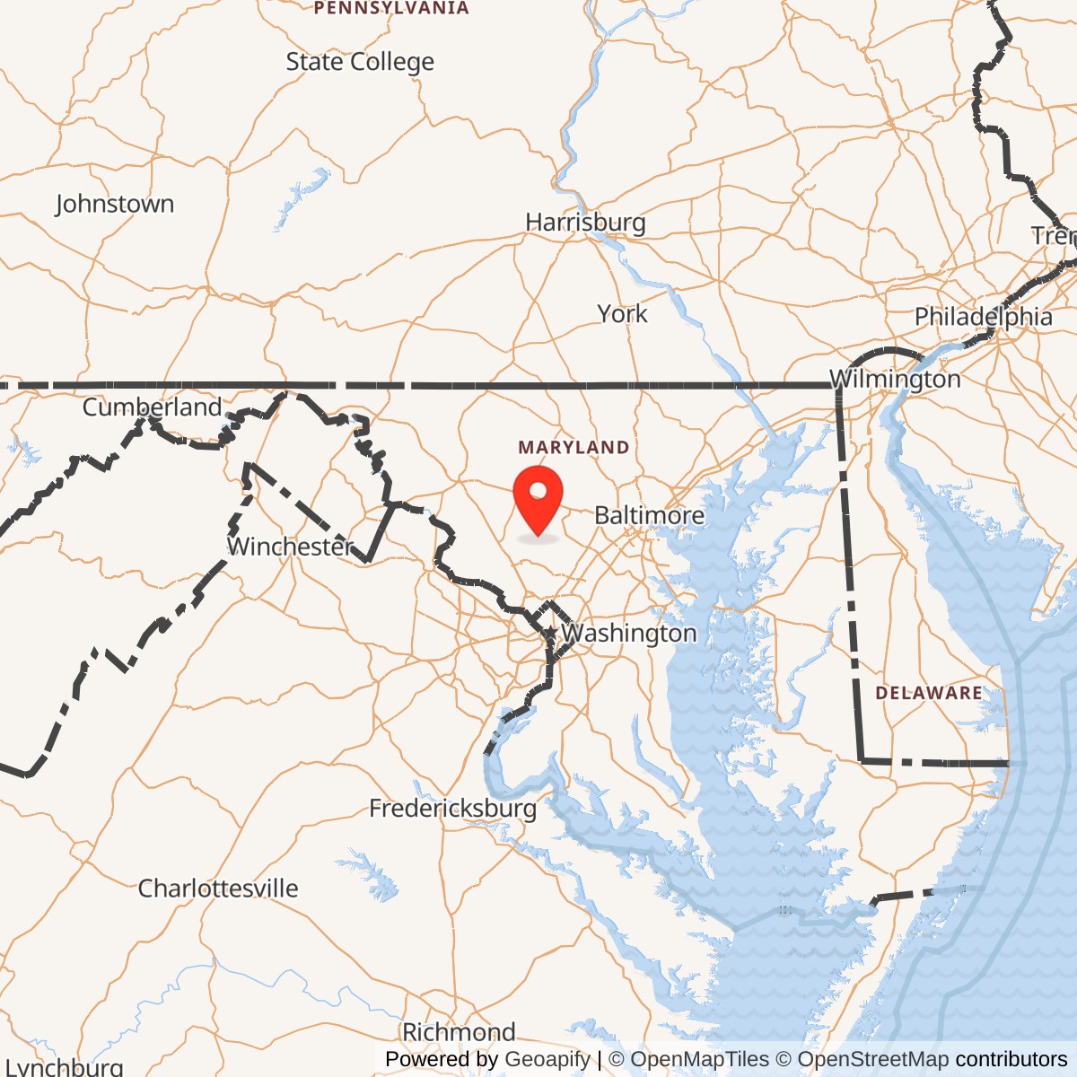 Map showing location of Nike Site W-93C, Maryland