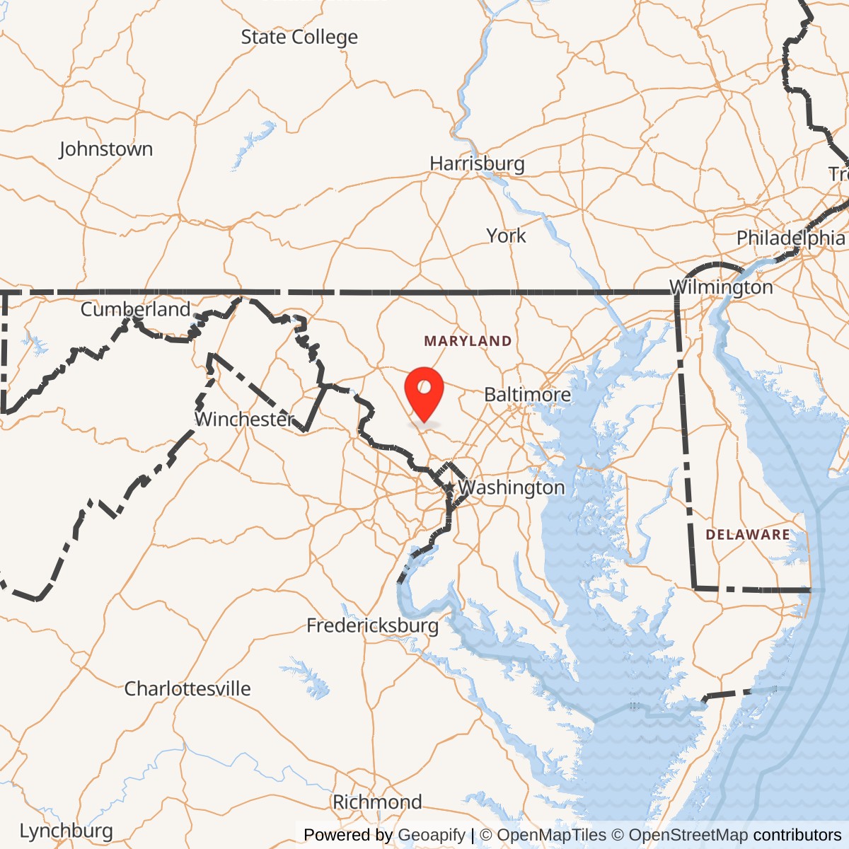 Map showing location of Nike Site W-94C, Maryland