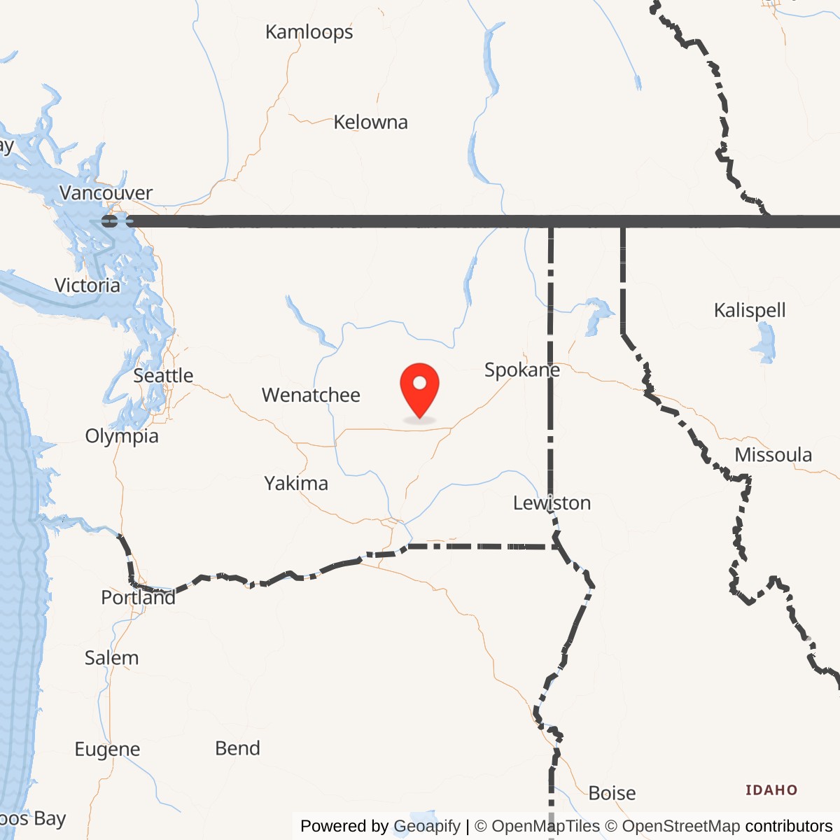 Map showing location of Titan I 568-A Missile Silo Larson AFB Washington