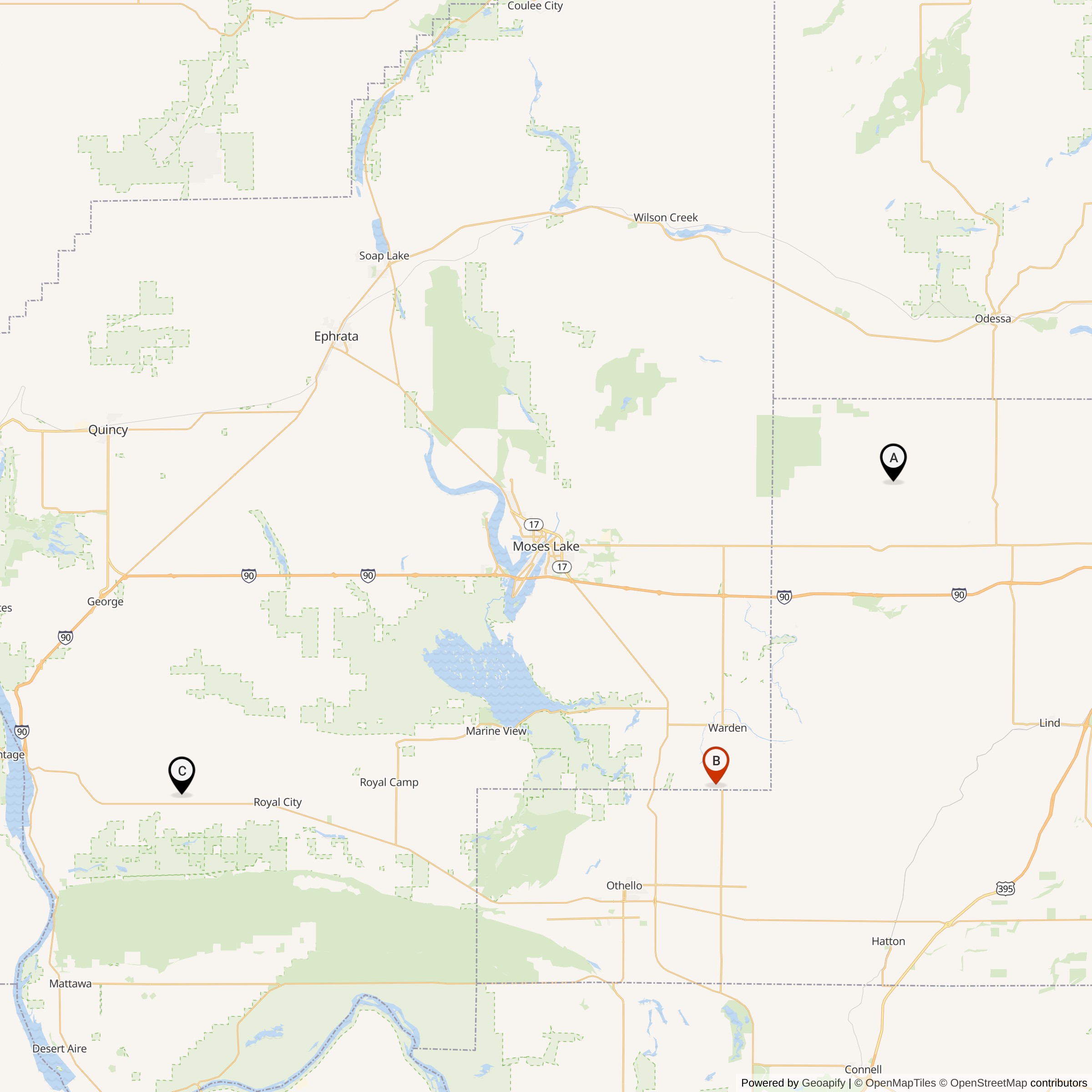Map Showing 568th Strategic Missile Squadron Titan I Missile Silo Locations