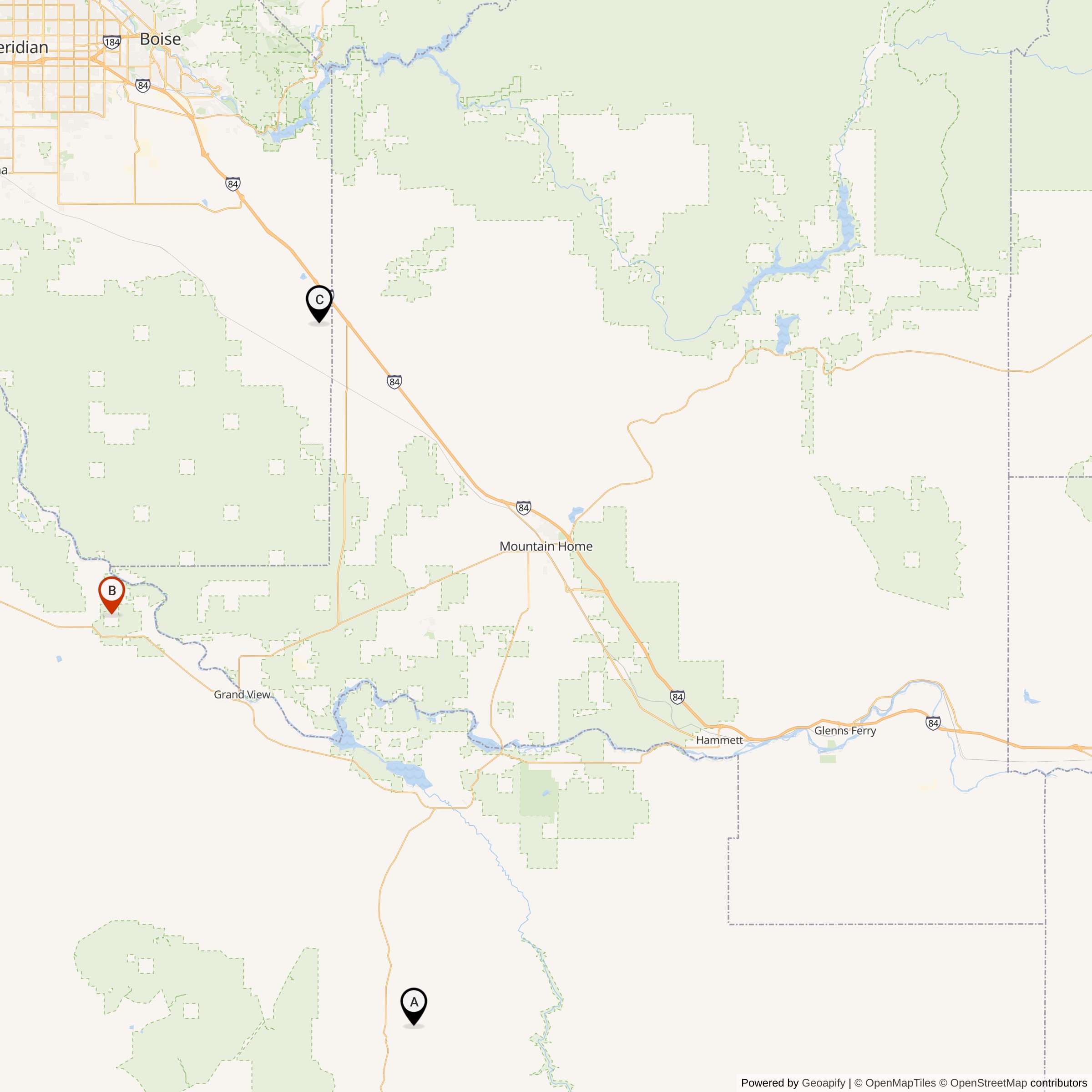 Map Showing 569th Strategic Missile Squadron Titan I Missile Silo Locations