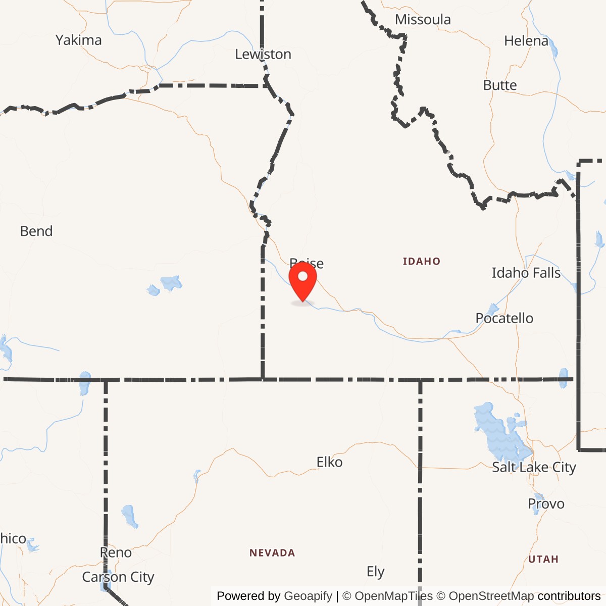 Map showing location of Titan I 569-B Missile Silo Mountain Home AFB Idaho