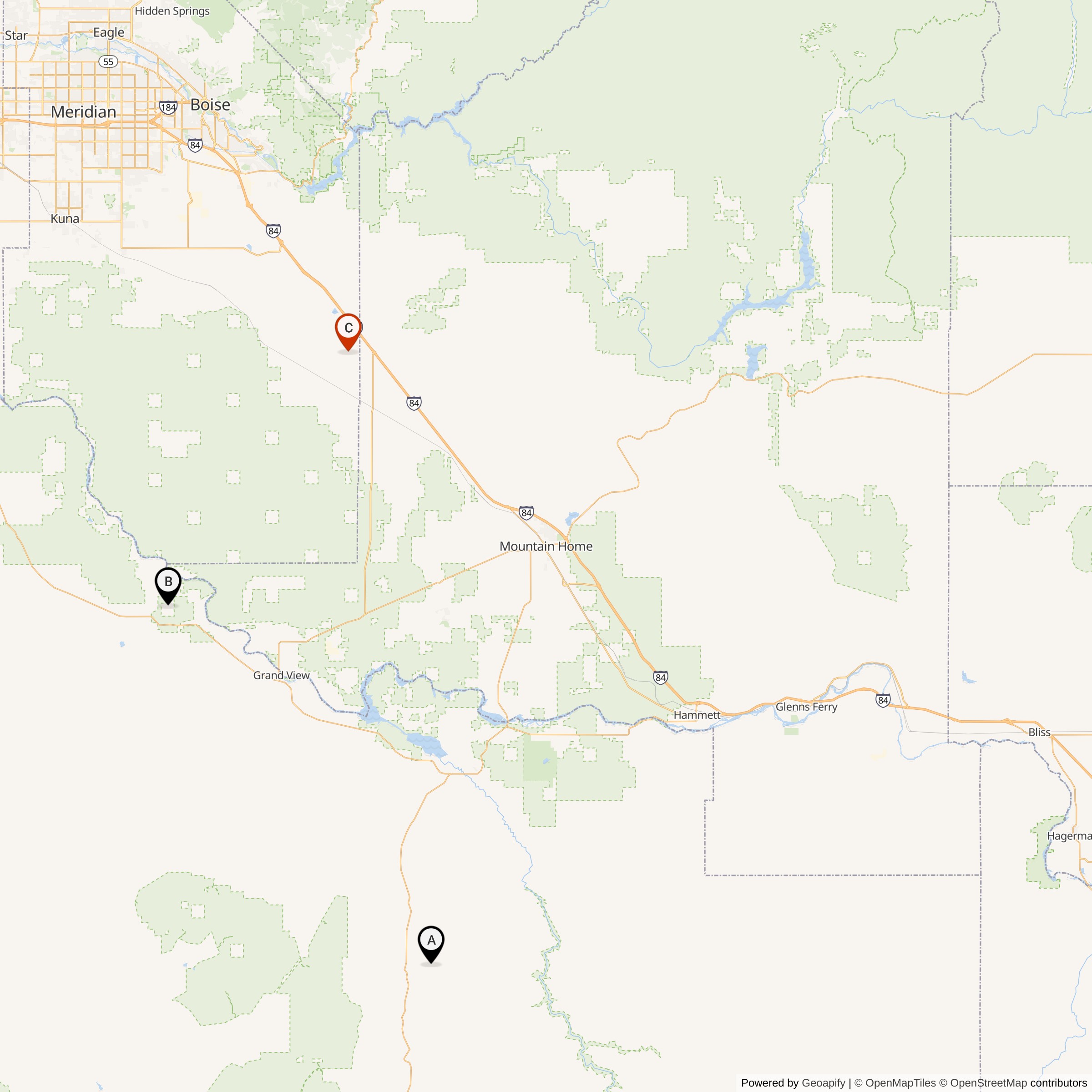 Map Showing 569th Strategic Missile Squadron Titan I Missile Silo Locations