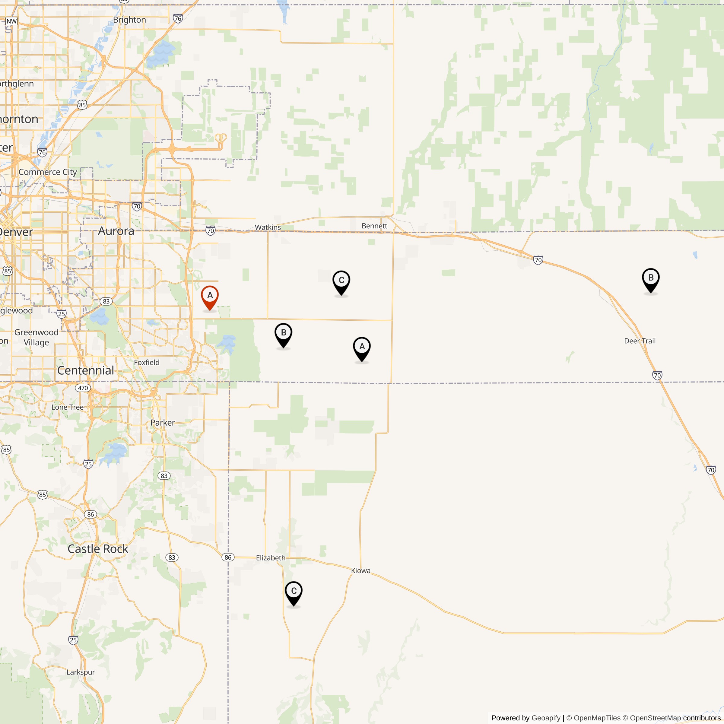 Map Showing 724th and 725th Strategic Missile Squadron Titan I Missile Silo Locations
