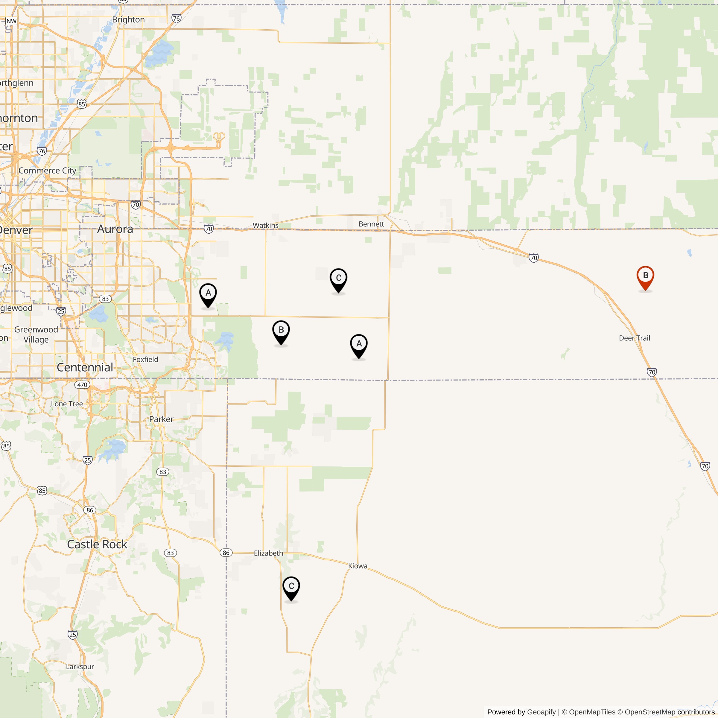 Map Showing 725th Strategic Missile Squadron Titan I Missile Silo Locations