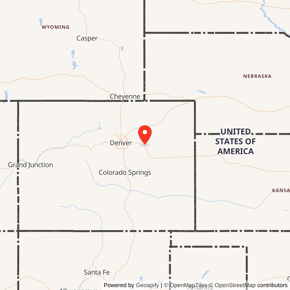 Map showing location of Titan I 725-B Missile Silo Lowry AFB Colorado