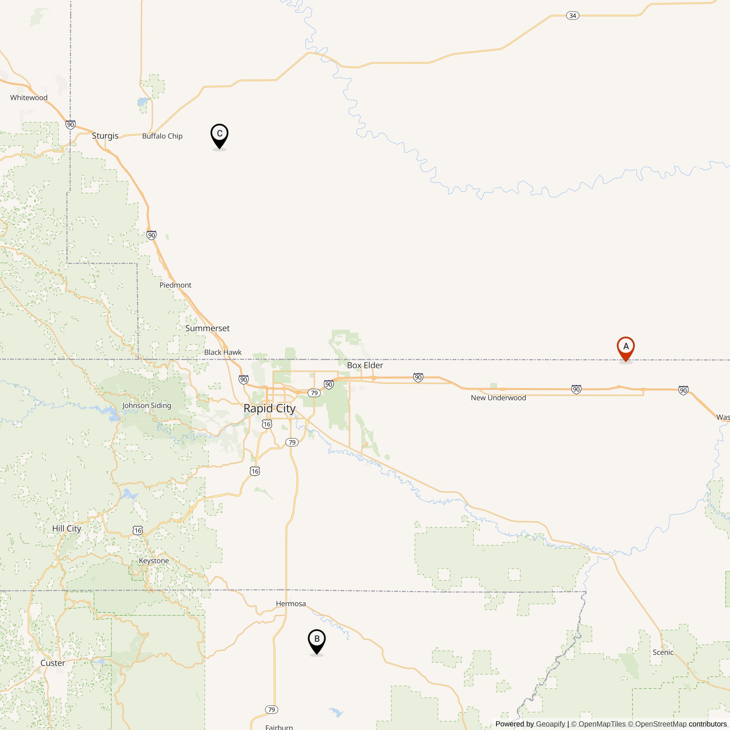 Map Showing 850th Strategic Missile Squadron Titan I Missile Silo Locations