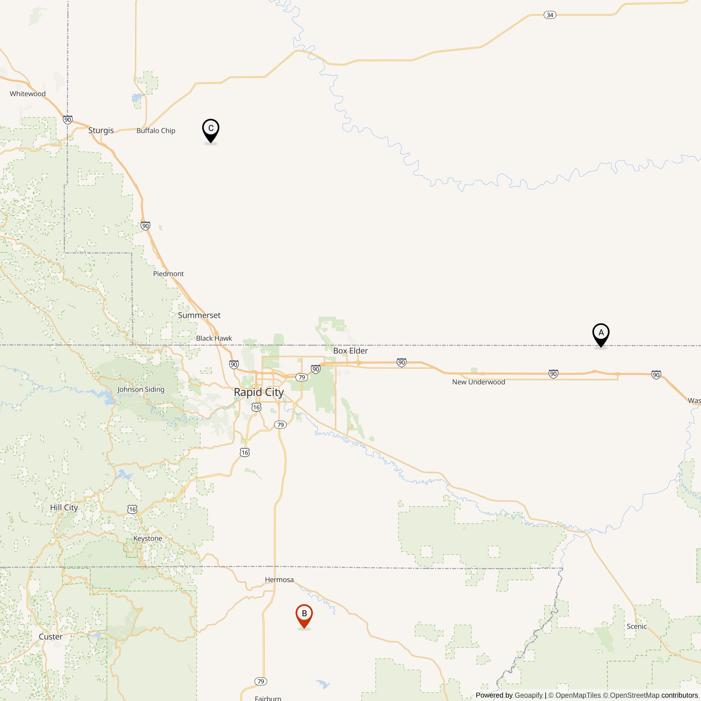 Map Showing 850th Strategic Missile Squadron Titan I Missile Silo Locations