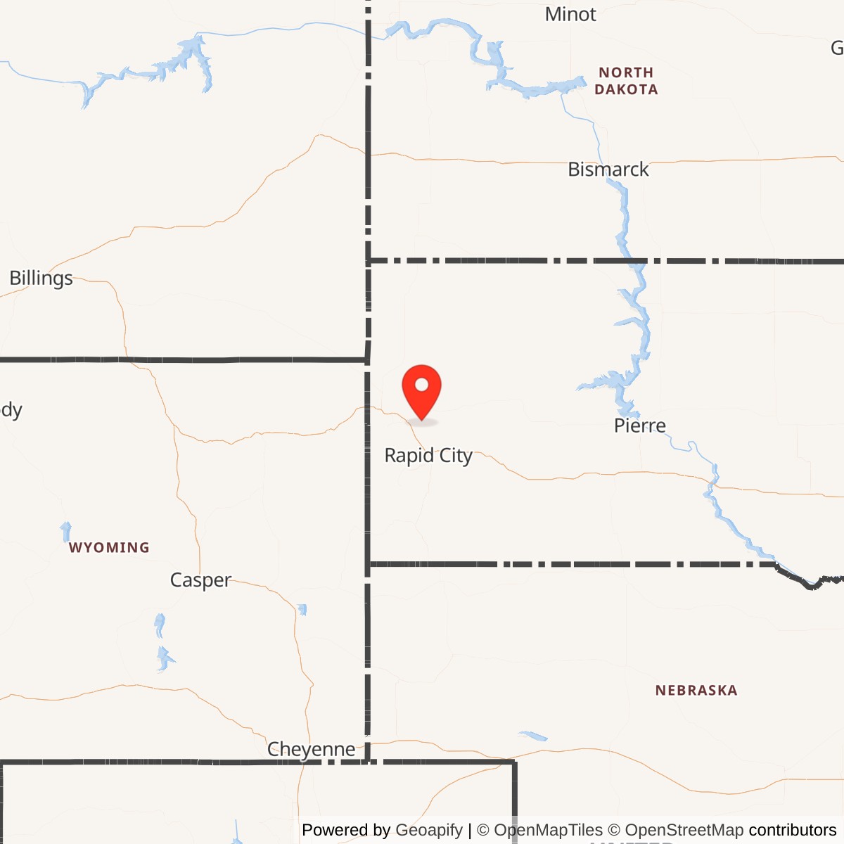 Map showing location of Titan I 850-C Missile Silo Ellsworth AFB South Dakota