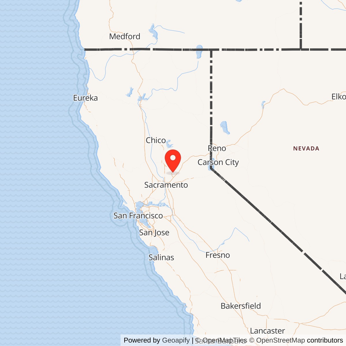 Map showing location of Titan I 851-A Missile Silo Beale AFB