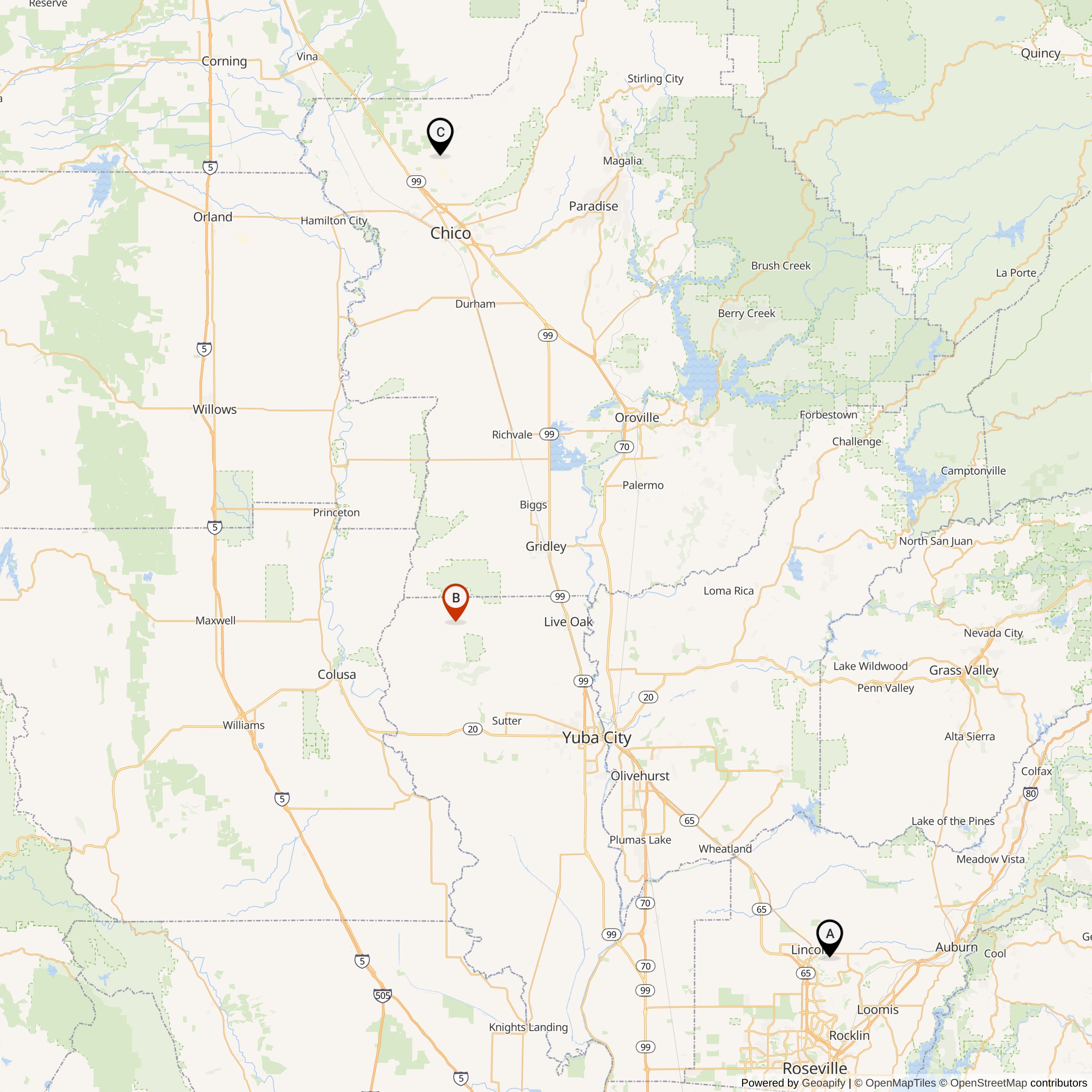Map Showing 851th Strategic Missile Squadron Titan I Missile Silo Locations