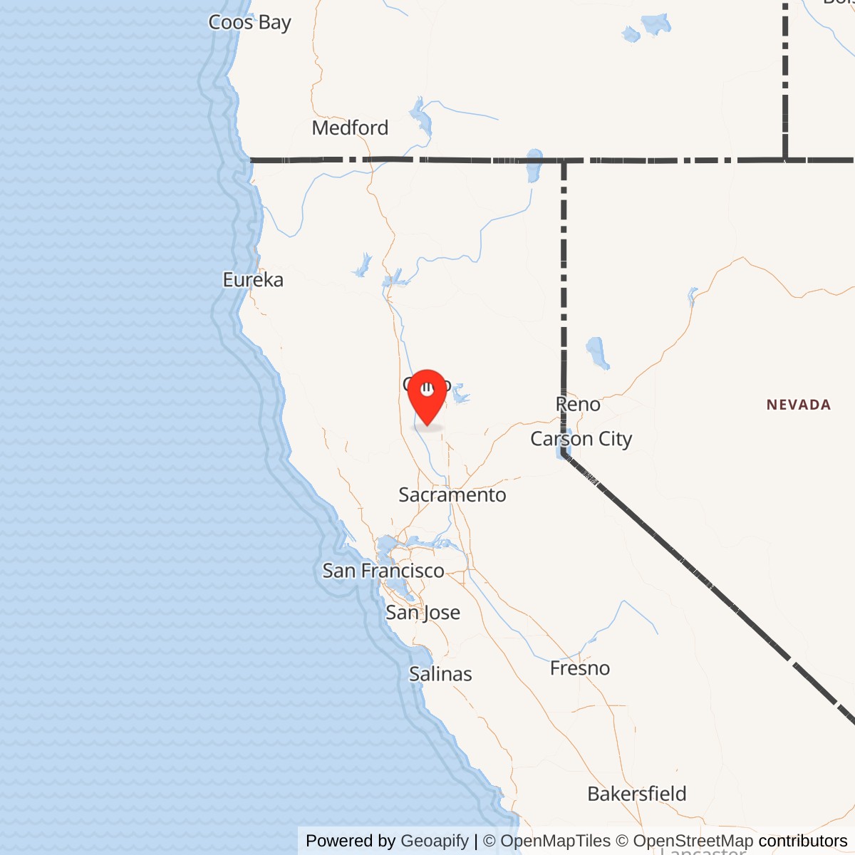 Map showing location of Titan I 851-B Missile Silo Beale AFB California