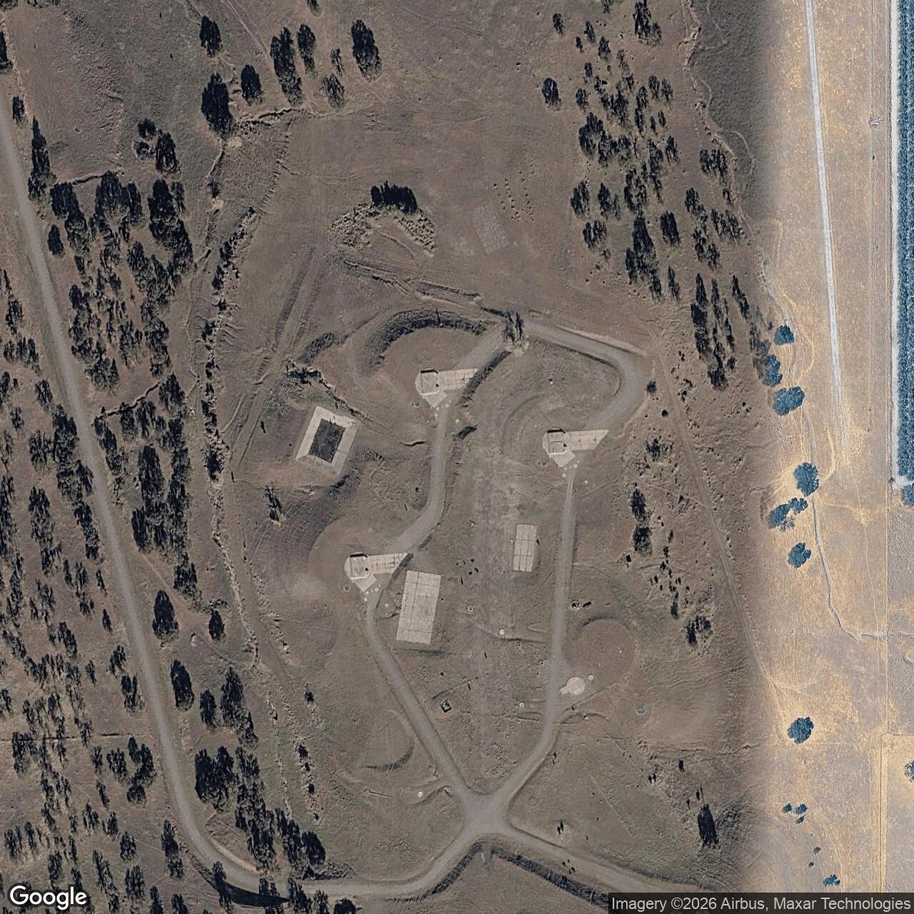 Current Google Satellite Image of Titan I 851-B Missile Silo Beale AFB California