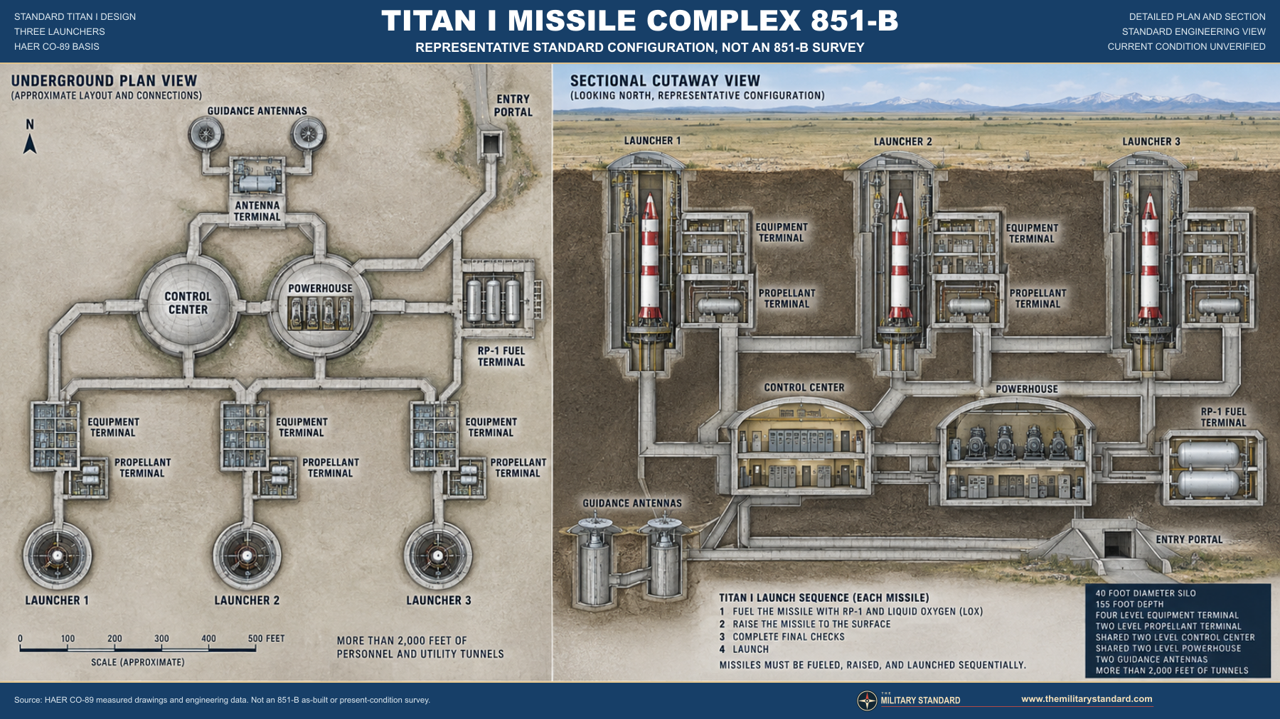 Verified standard Titan I three-launcher complex layout
