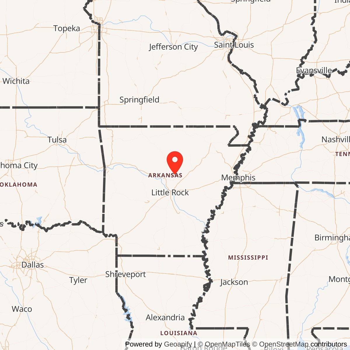 Map showing location of Titan II 373-1 Missile Silo Little Rock AFB Arkansas