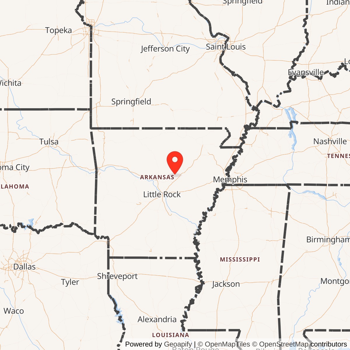 Map showing location of Titan II 373-5 Missile Silo Little Rock AFB Arkansas