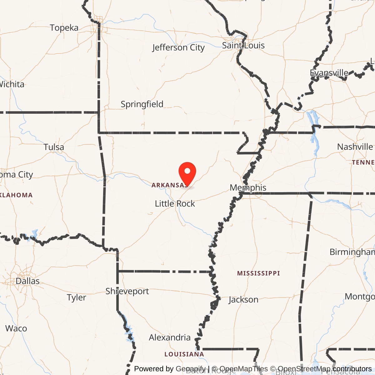 Map showing location of Titan II 373-6 Missile Silo Little Rock AFB Arkansas