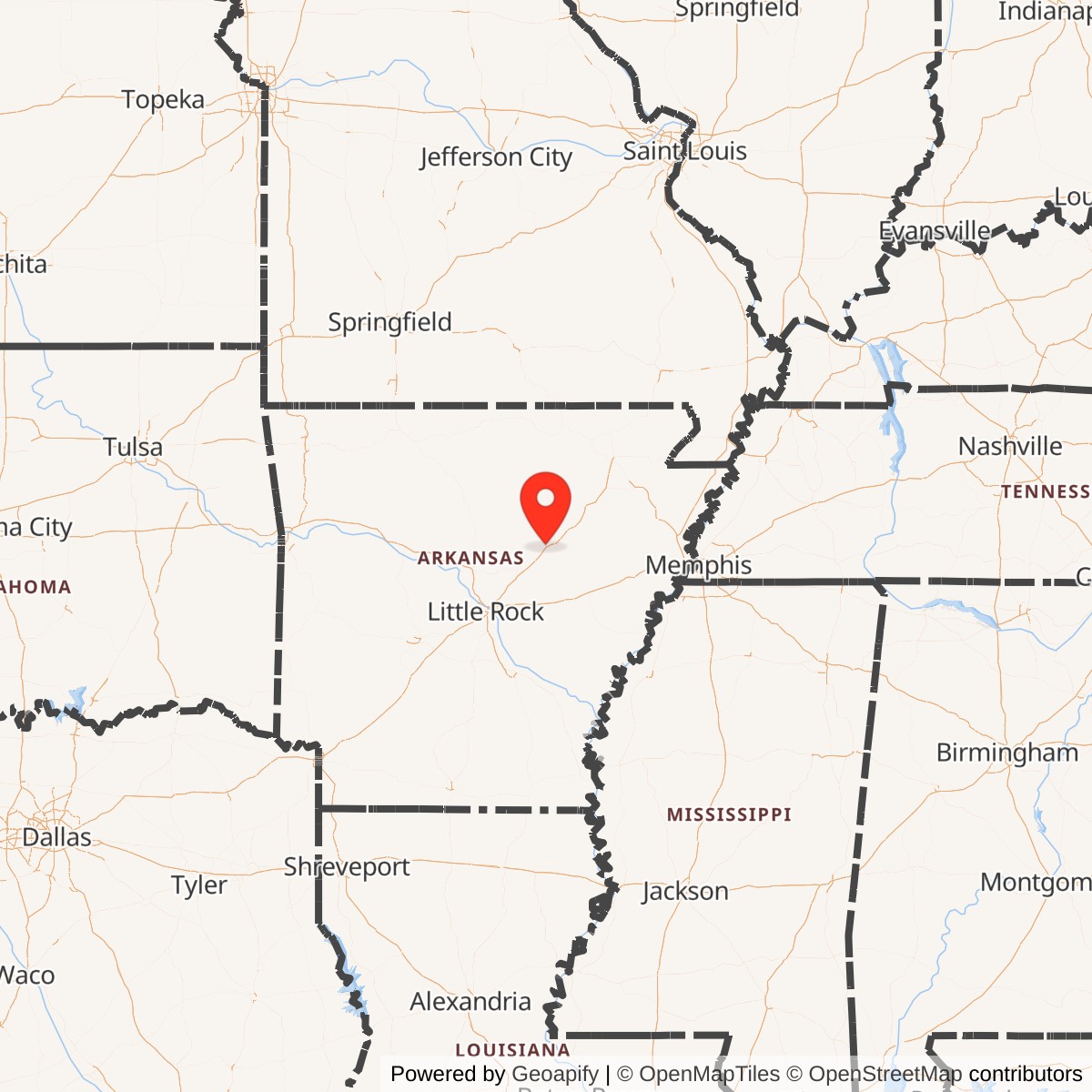 Map showing location of Titan II 373-8 Missile Silo Little Rock AFB Arkansas