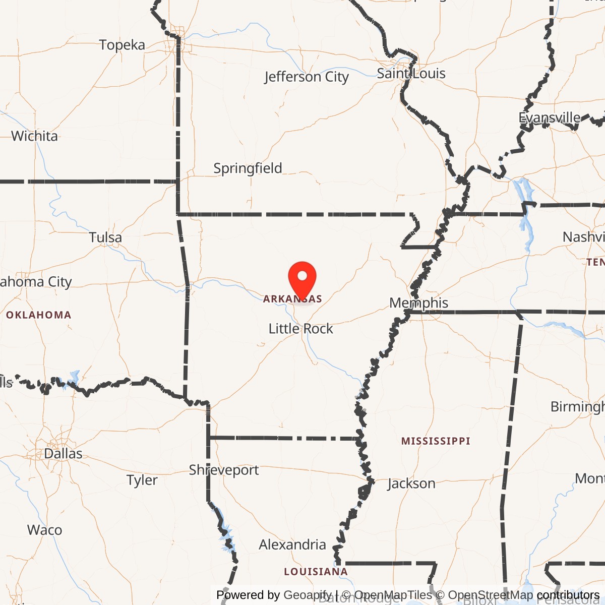 Map showing location of Titan II 373-9 Missile Silo Little Rock AFB Arkansas
