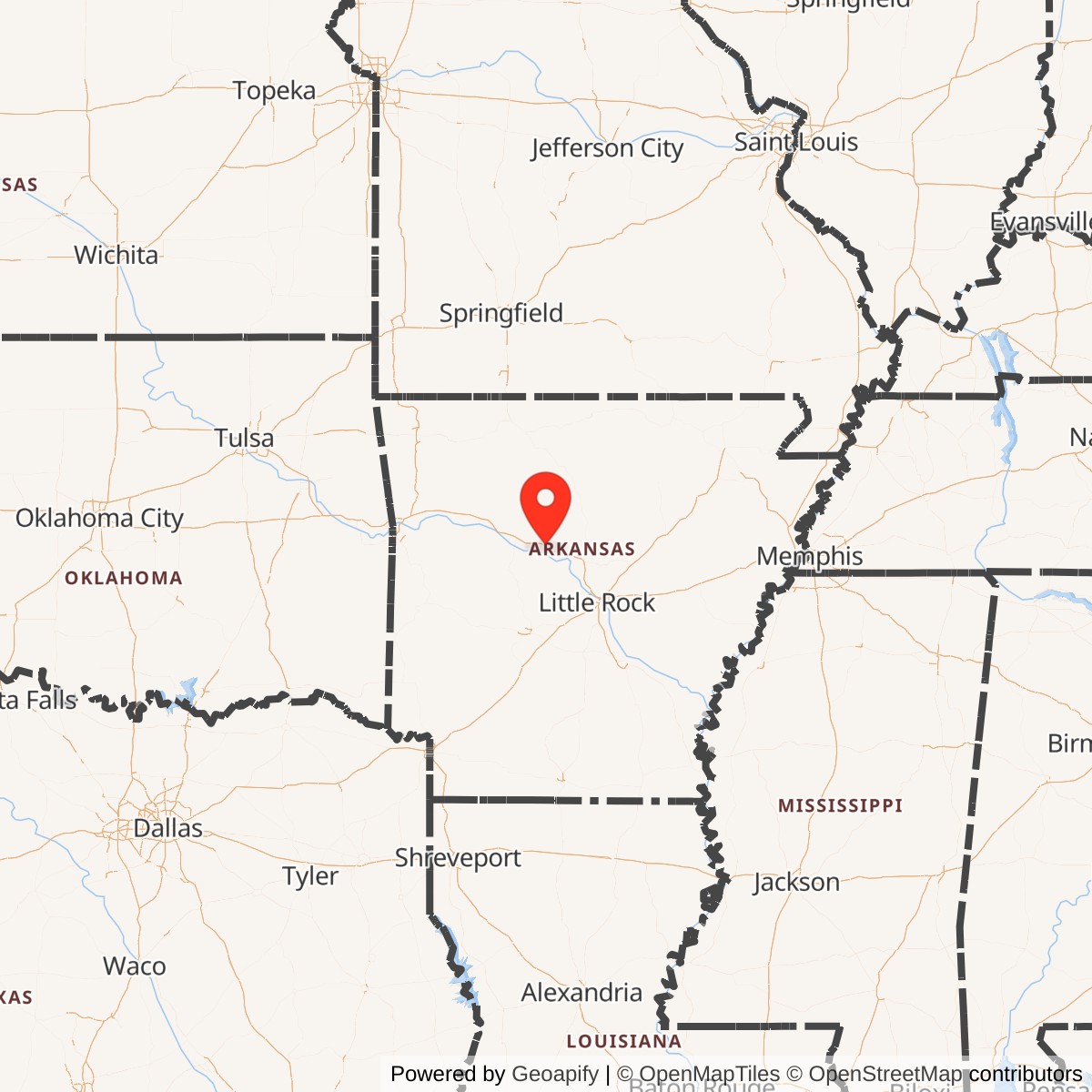 Map showing location of Titan II 374-1 Missile Silo Little Rock AFB Arkansas