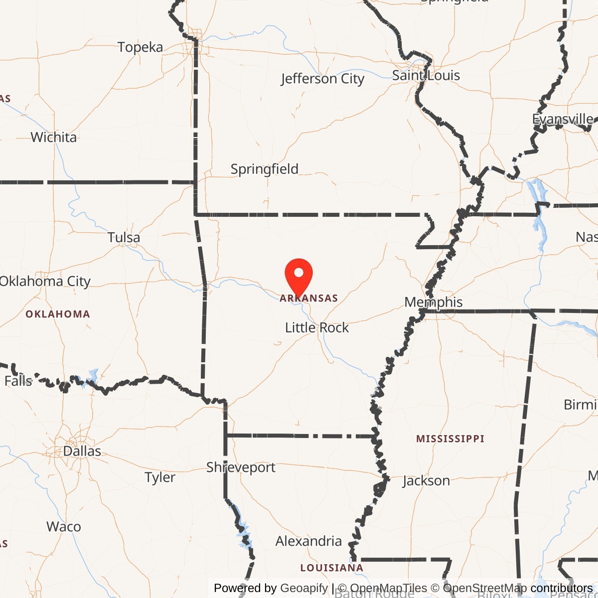 Map showing location of Titan II 374-2 Missile Silo Little Rock AFB Arkansas