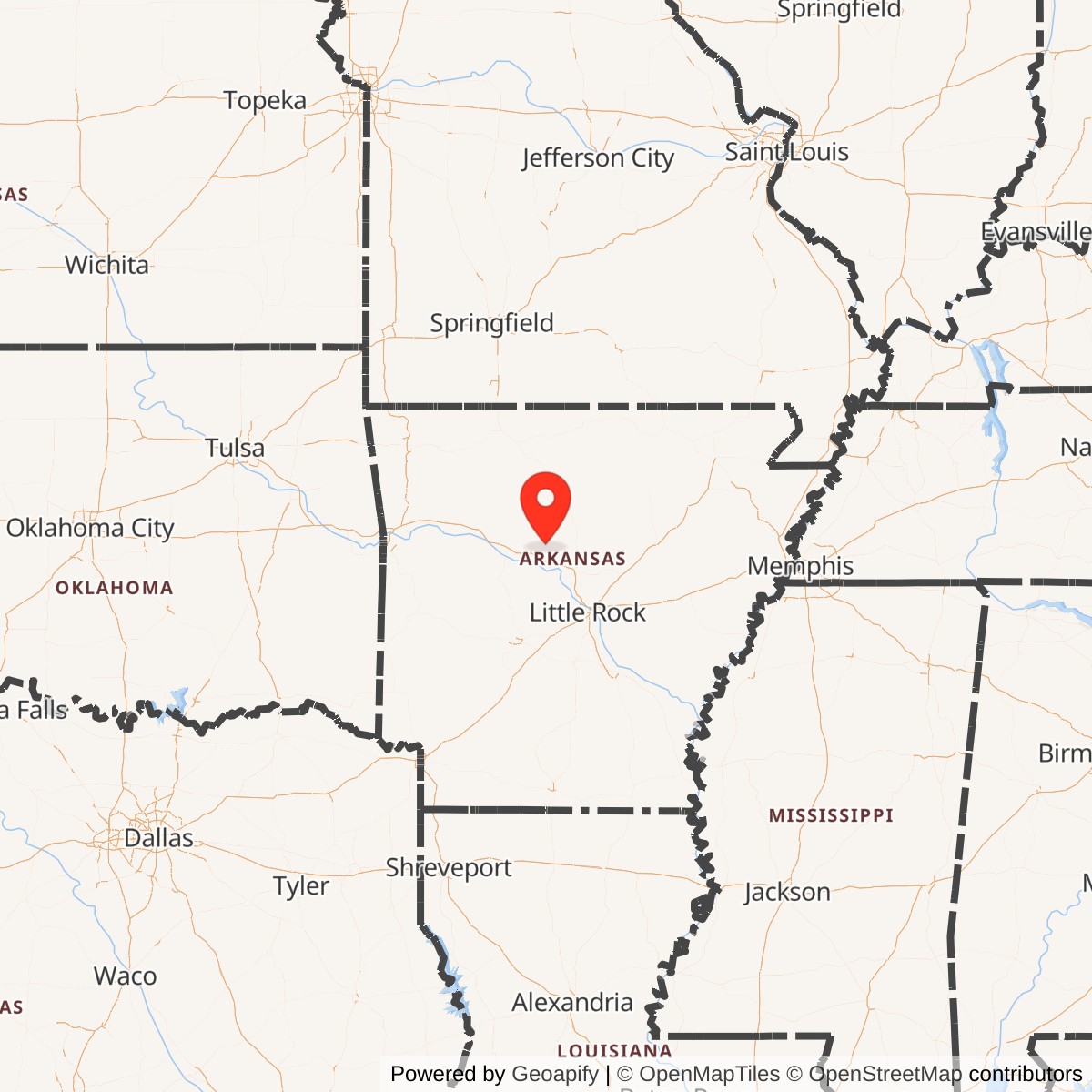 Map showing location of Titan II 374-3 Missile Silo Little Rock AFB Arkansas