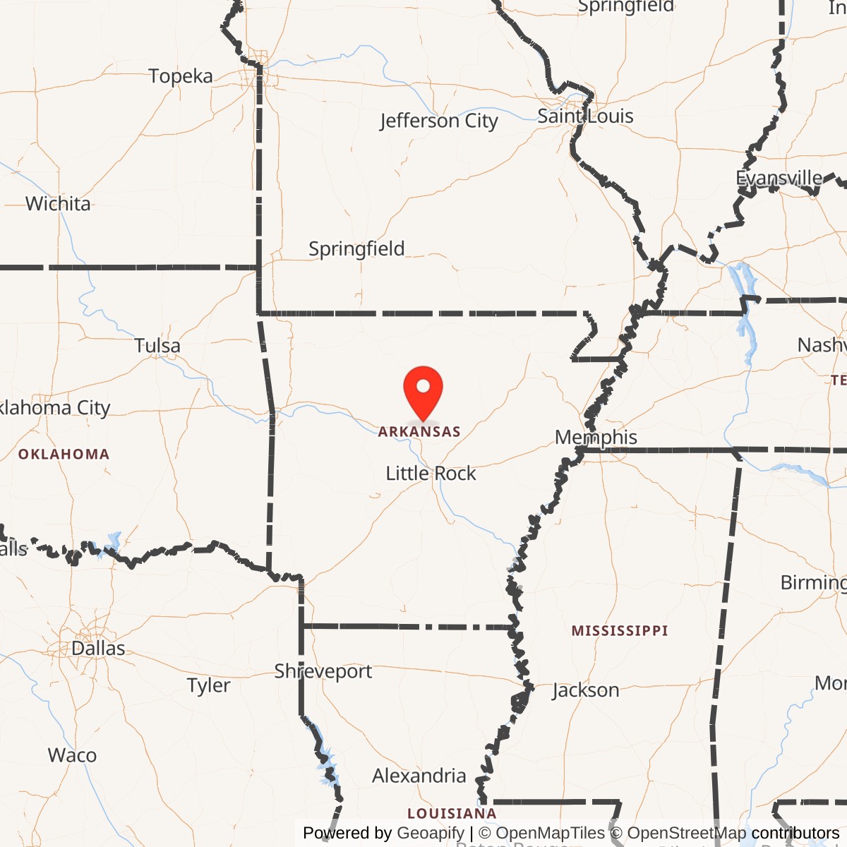 Map showing location of Titan II 374-6 Missile Silo Little Rock AFB Arkansas