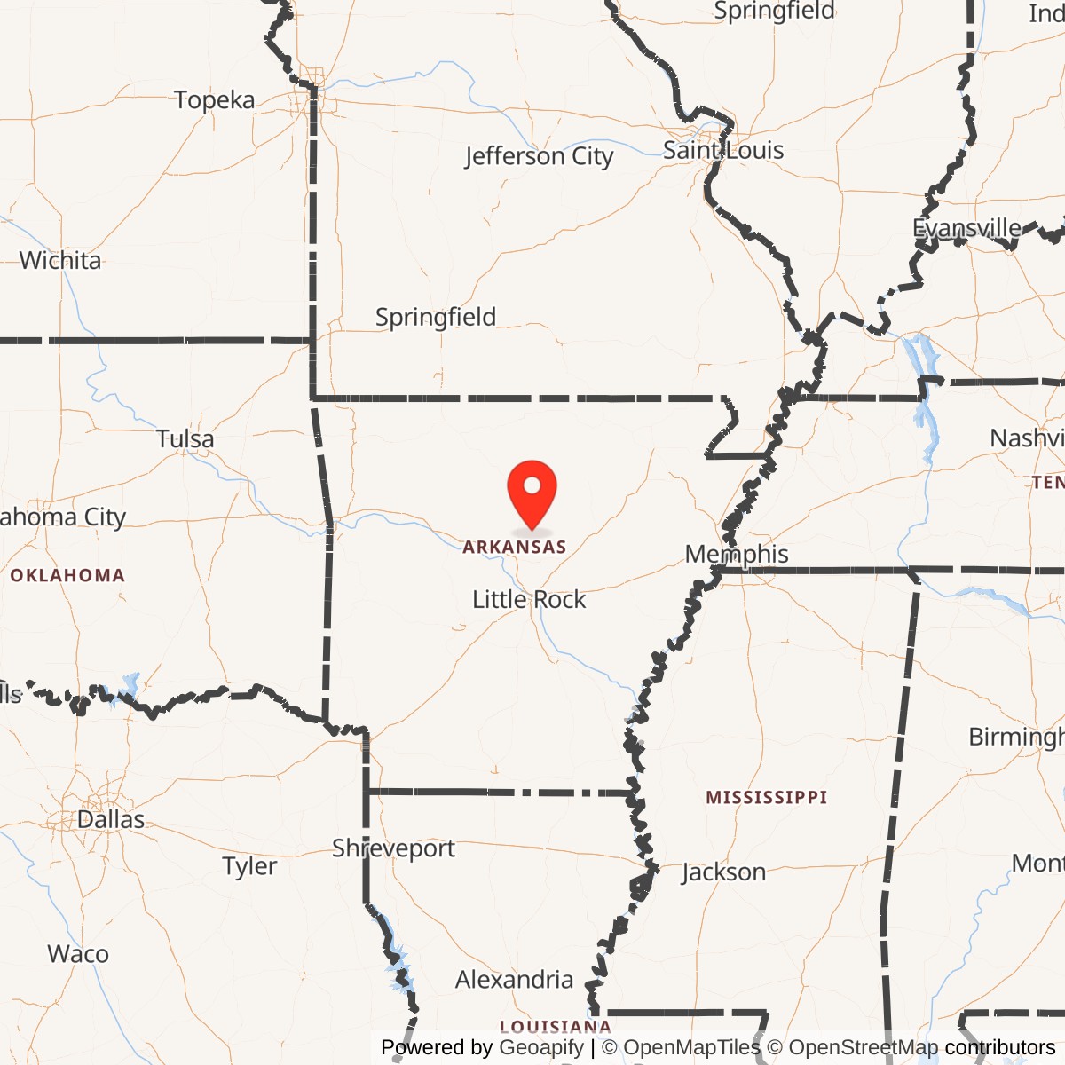 Map showing location of Titan II 374-8 Missile Silo Little Rock AFB Arkansas