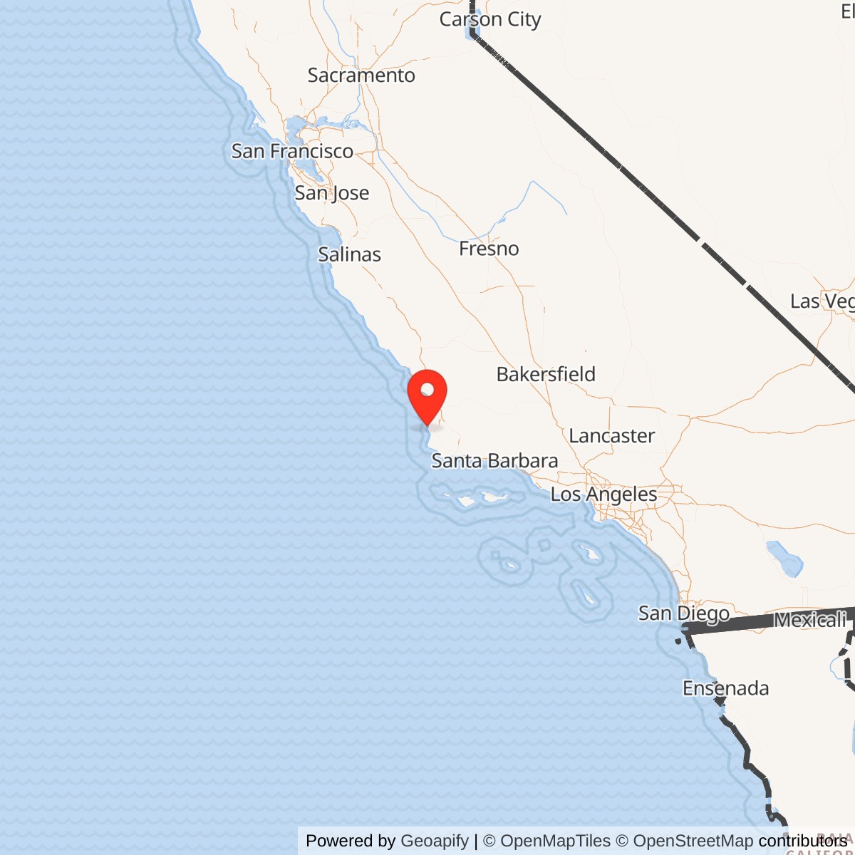 Map showing location of Titan II 395-B Missile Silo Vandenberg AFB California