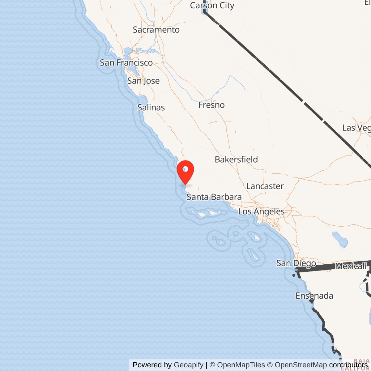 Map showing location of Titan II 395-D Missile Silo Vandenberg AFB California