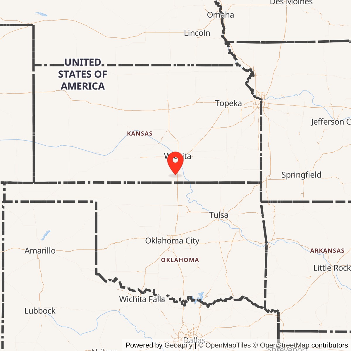 Map showing location of Titan II 532-1 Missile Silo McConnell AFB Kansas