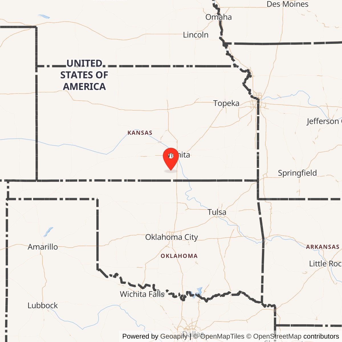 Map showing location of Titan II 532-2 Missile Silo McConnell AFB Kansas