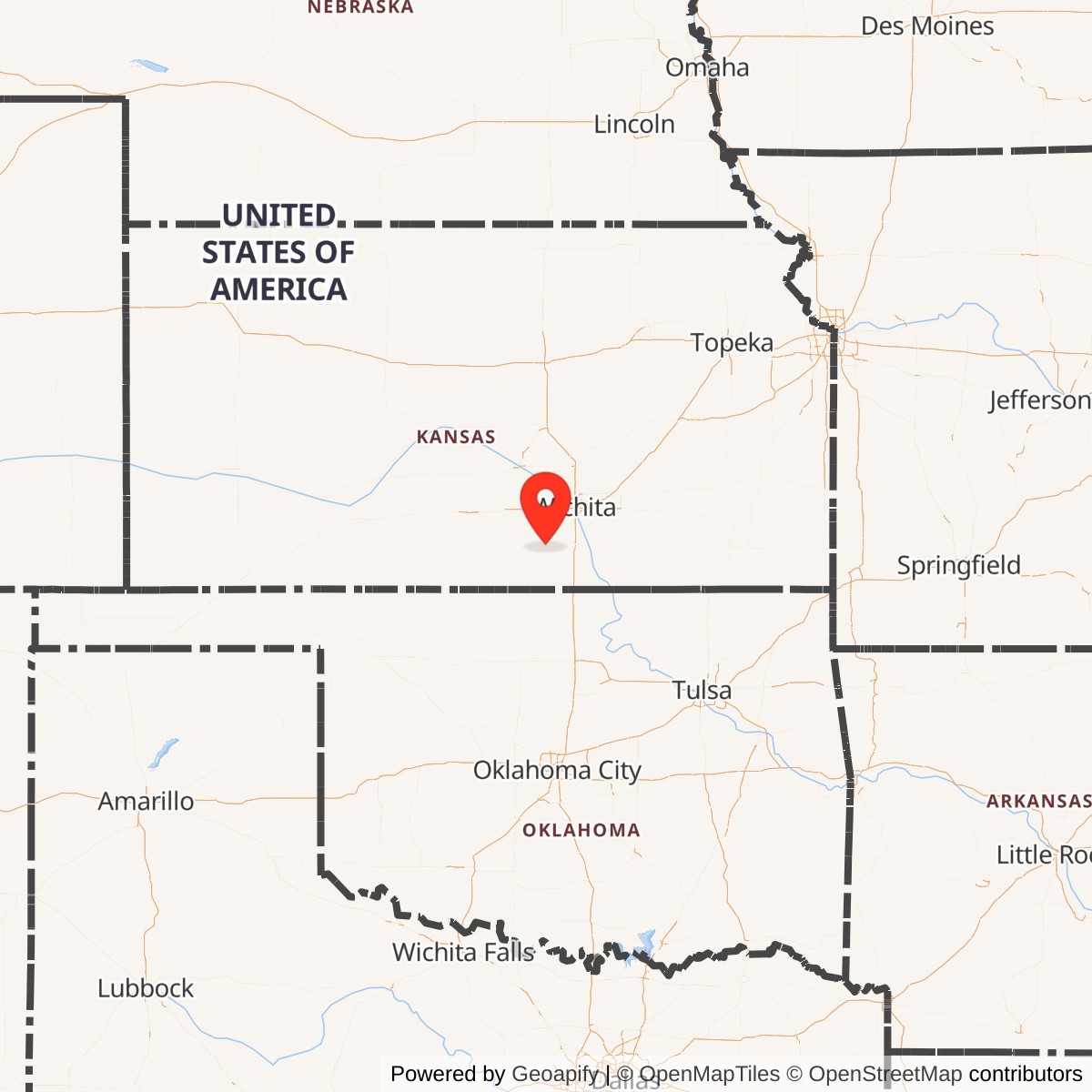Map showing location of Titan II 532-3 Missile Silo McConnell AFB Kansas