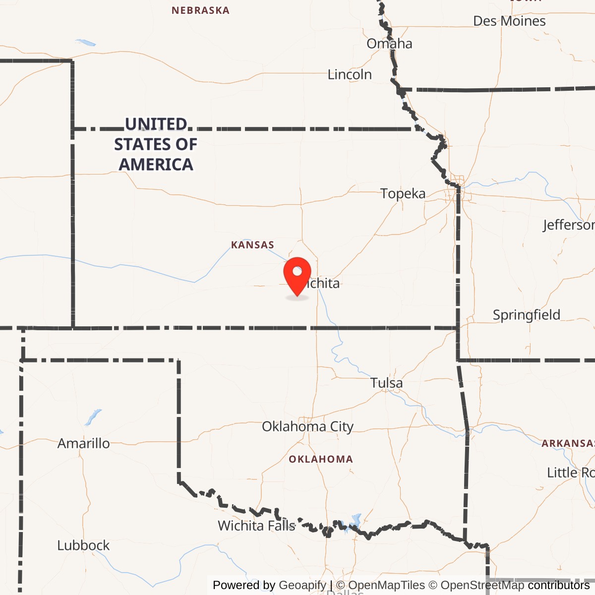 Map showing location of Titan II 532-4 Missile Silo McConnell AFB Kansas